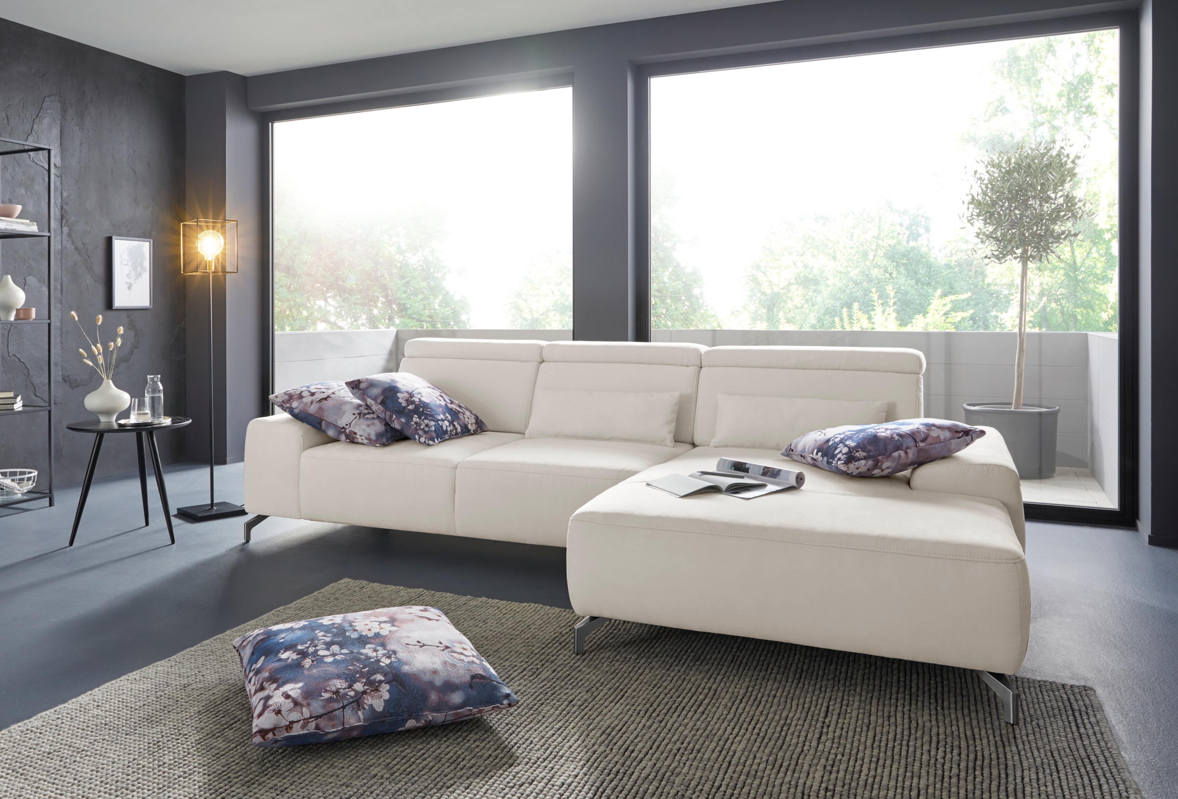 sit&more Ecksofa »Gizeh L-Form«, Fußhöhe 12 cm, inklusive Sitztiefenverstellung und Kopfteilverstellung