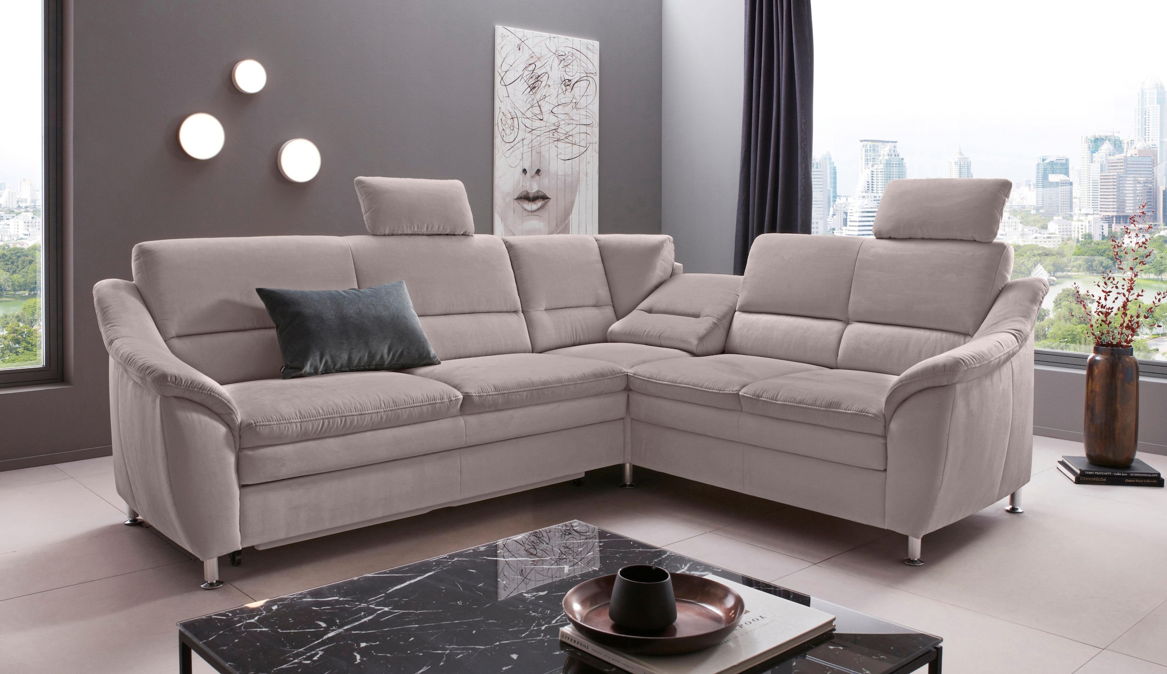 OTTO home Ecksofa "Cardoso L-Form" Federkern, wahlweise mit Bett, Schubkasten, teilweise Relaxfunktion