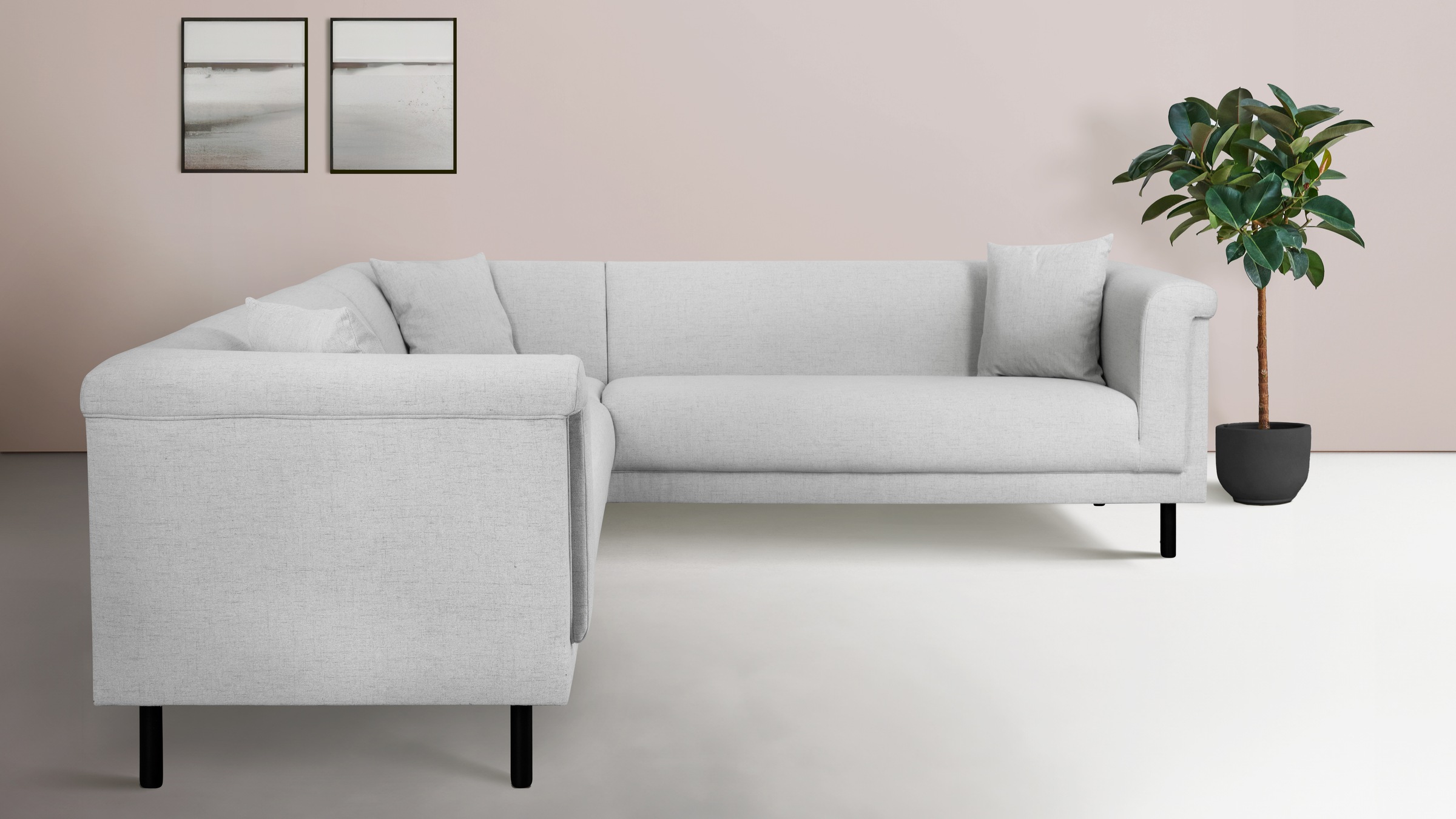 INOSIGN Ecksofa »AGNIA L-Form  B/T/H: 244/244/71 cm«, incl. Zierkissen, gleichschenklig, auch in Cord