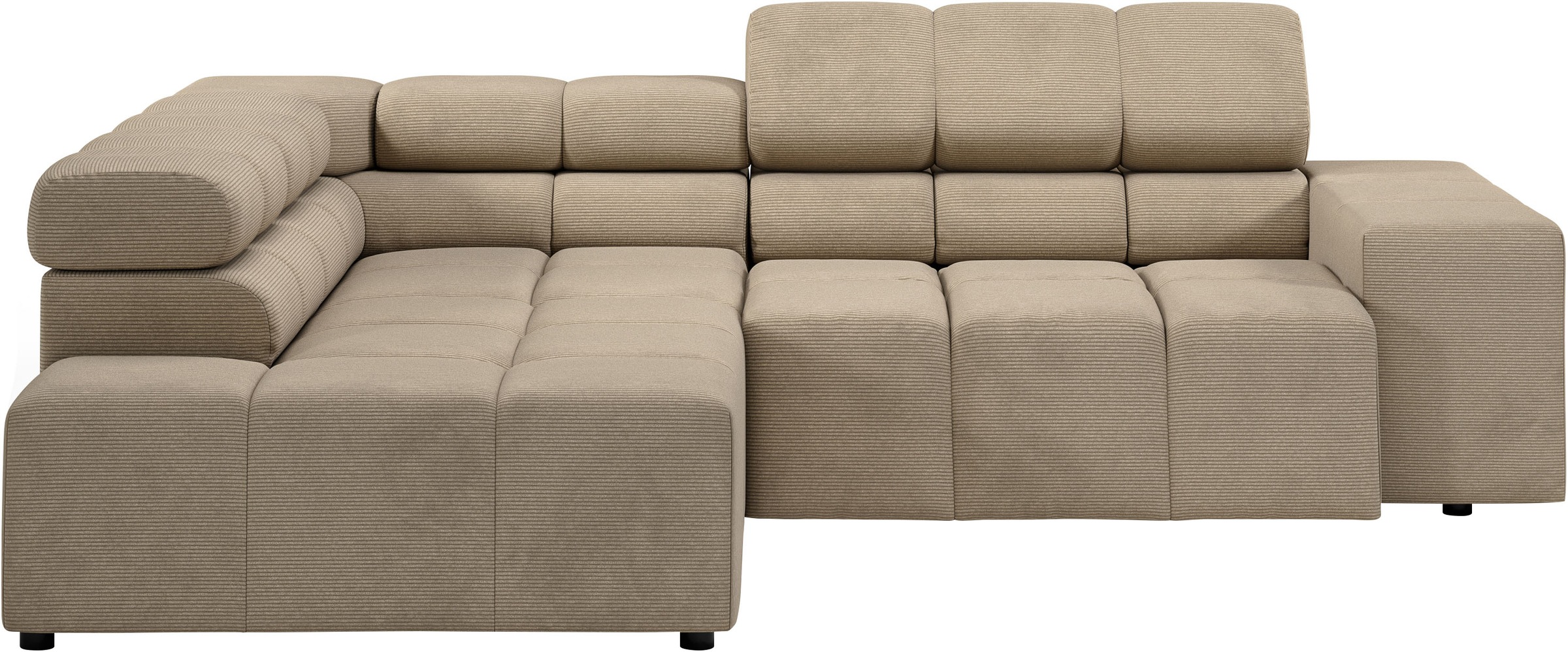 INOSIGN Ecksofa »Ancona, incl. Kopfteilverstellung + 3 Zierkissen, L-Form, bequem«, wahlweise motorische Sitztiefenverstellung, B/T(H: 249/215/70 cm