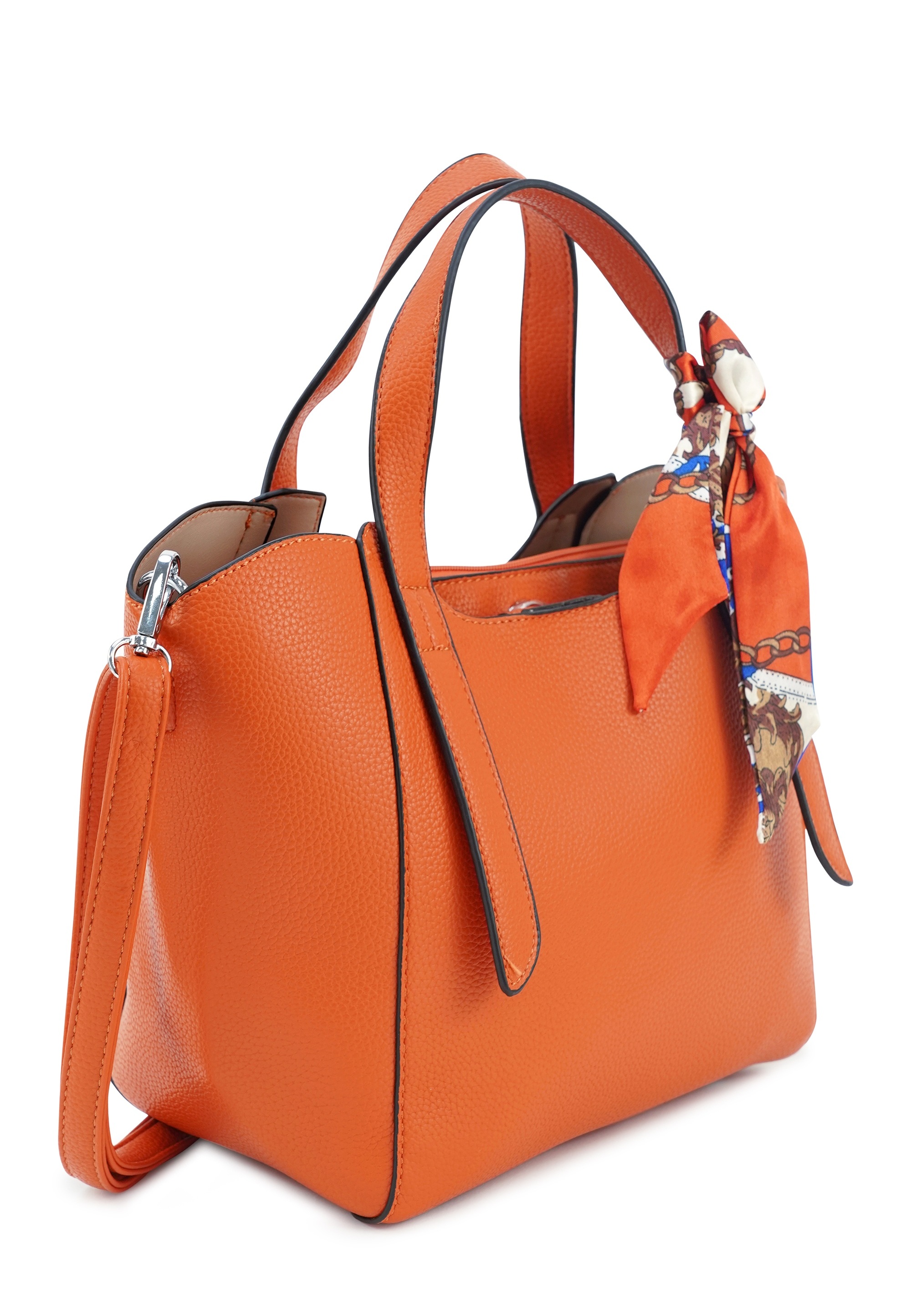 Schultertasche HARPA "SAGE", Damen, Gr. B/H/T: 24cm x 21cm x 33cm, orange, Polyurethan (PU), unifarben, Taschen Schultertasche, mit dekorativem Schal 3