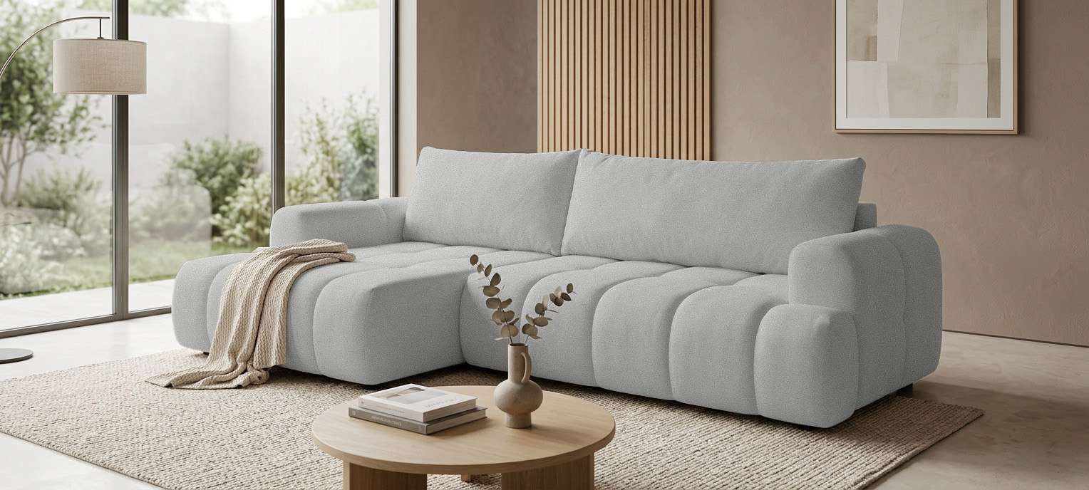 OTTO home Ecksofa "LIOORA Schlafsofa mit Bettkasten, Breite 265 cm, Verlässliche Qualität" L-Form mit Bettfunktion und Bettkasten, Recamiere rechts/links