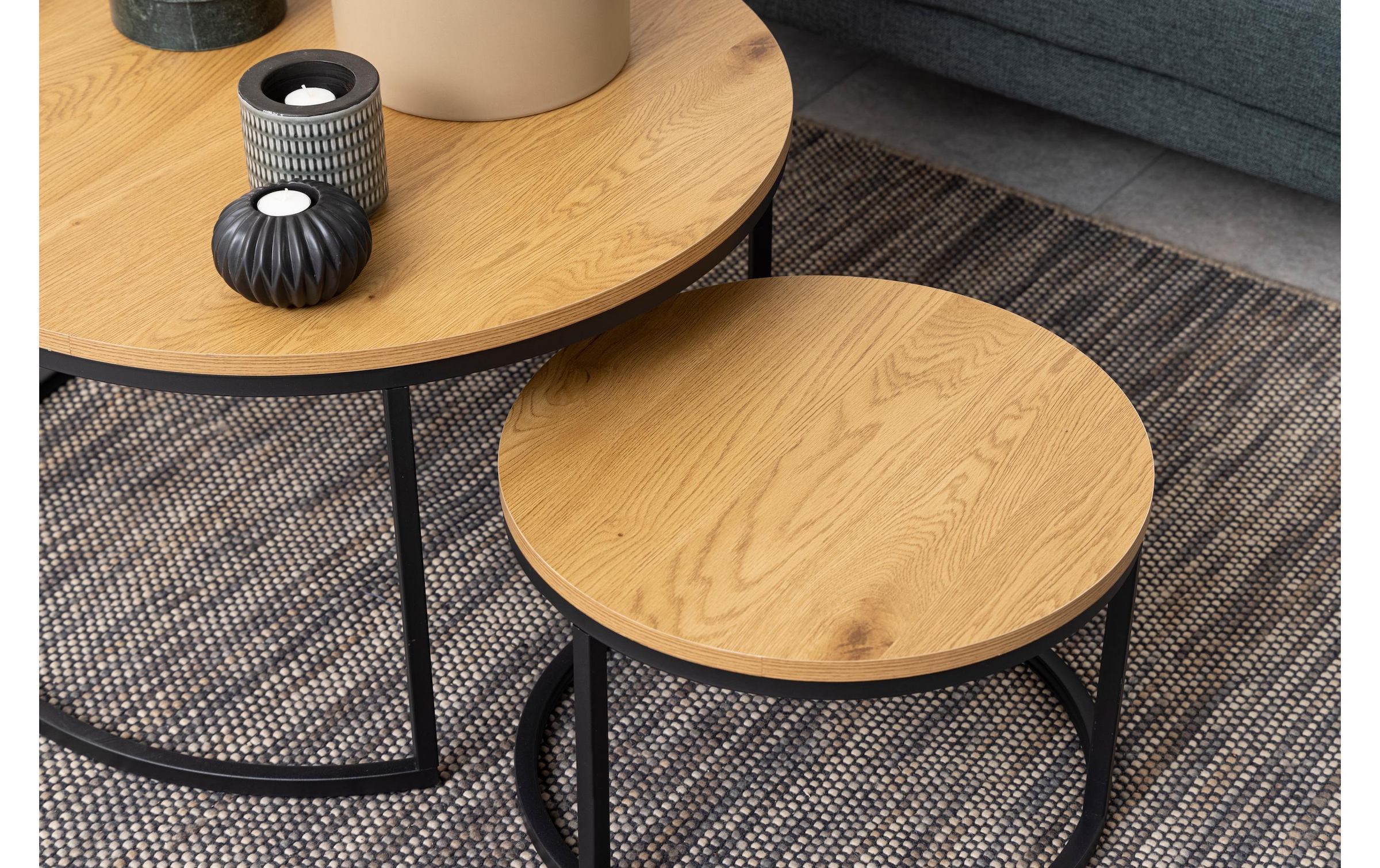 AC Design Beistelltisch »Spiro Ø 80/ 50 cm, 2 Stück, Nature/Schwarz«