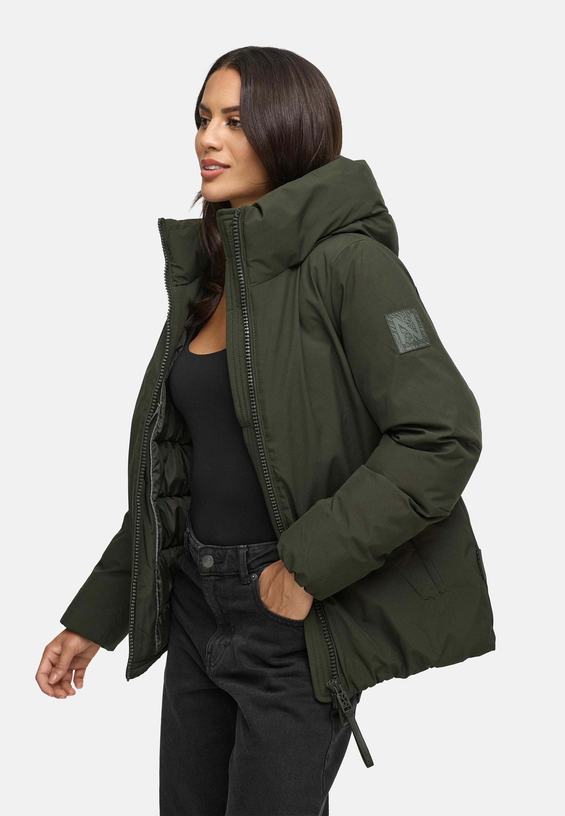 Navahoo Winterjacke »Blütenlicht 14«, mit Kapuze, Warme Damenjacke mit hohem Kragen