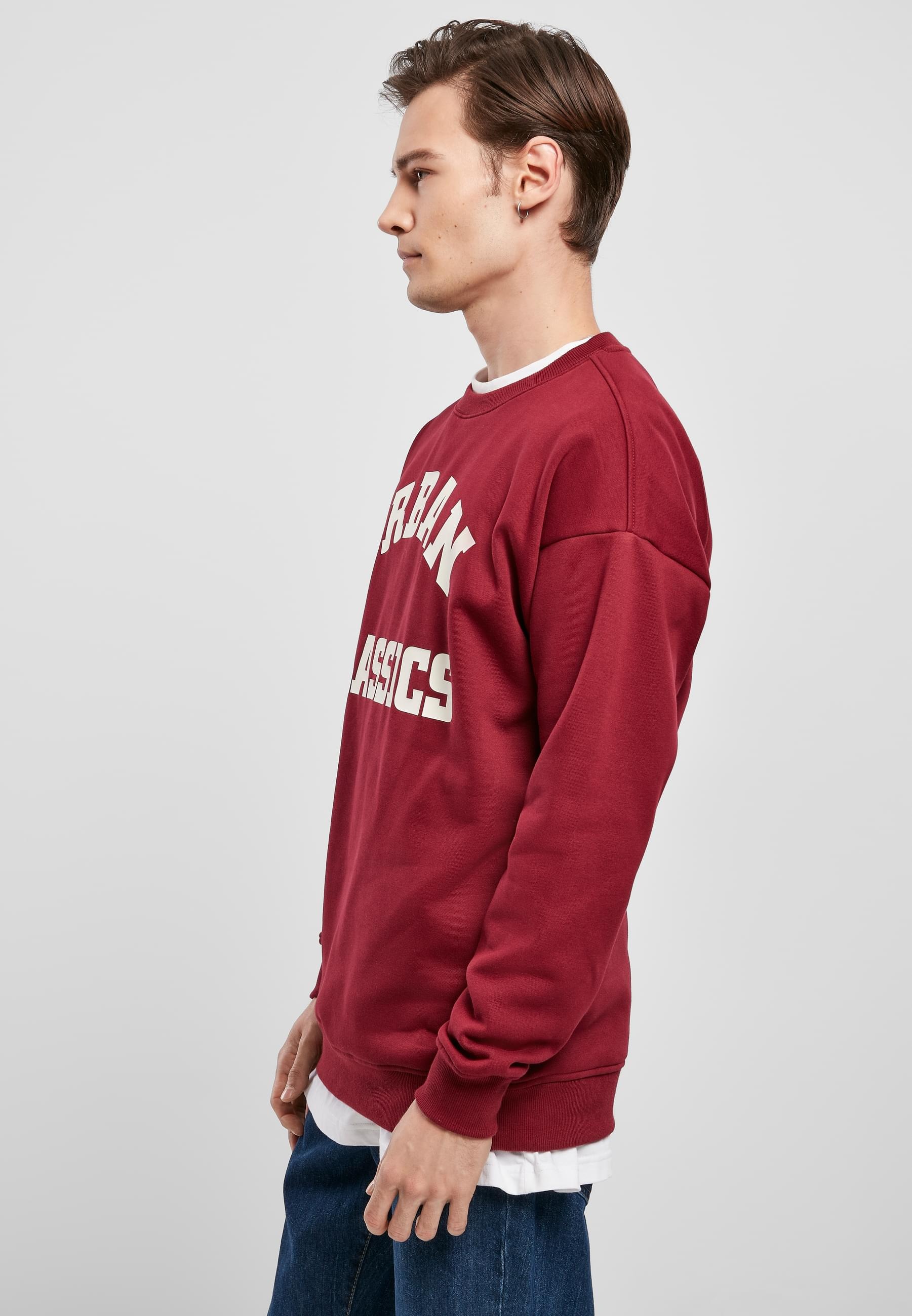 URBAN CLASSICS Rundhalspullover »Urban Classics Herren College Print Crew«, (1 tlg.)