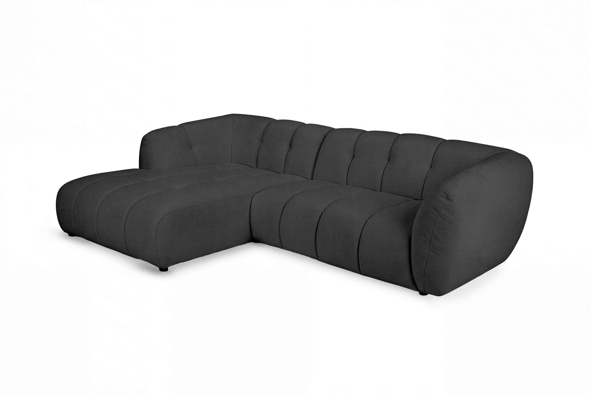 OTTO home Ecksofa »Gerron, Struktur-Chenille-Stoff mit Mélange-Effekt« Breite 271 cm, L-Form, vertikale Steppung, organische Rundungen