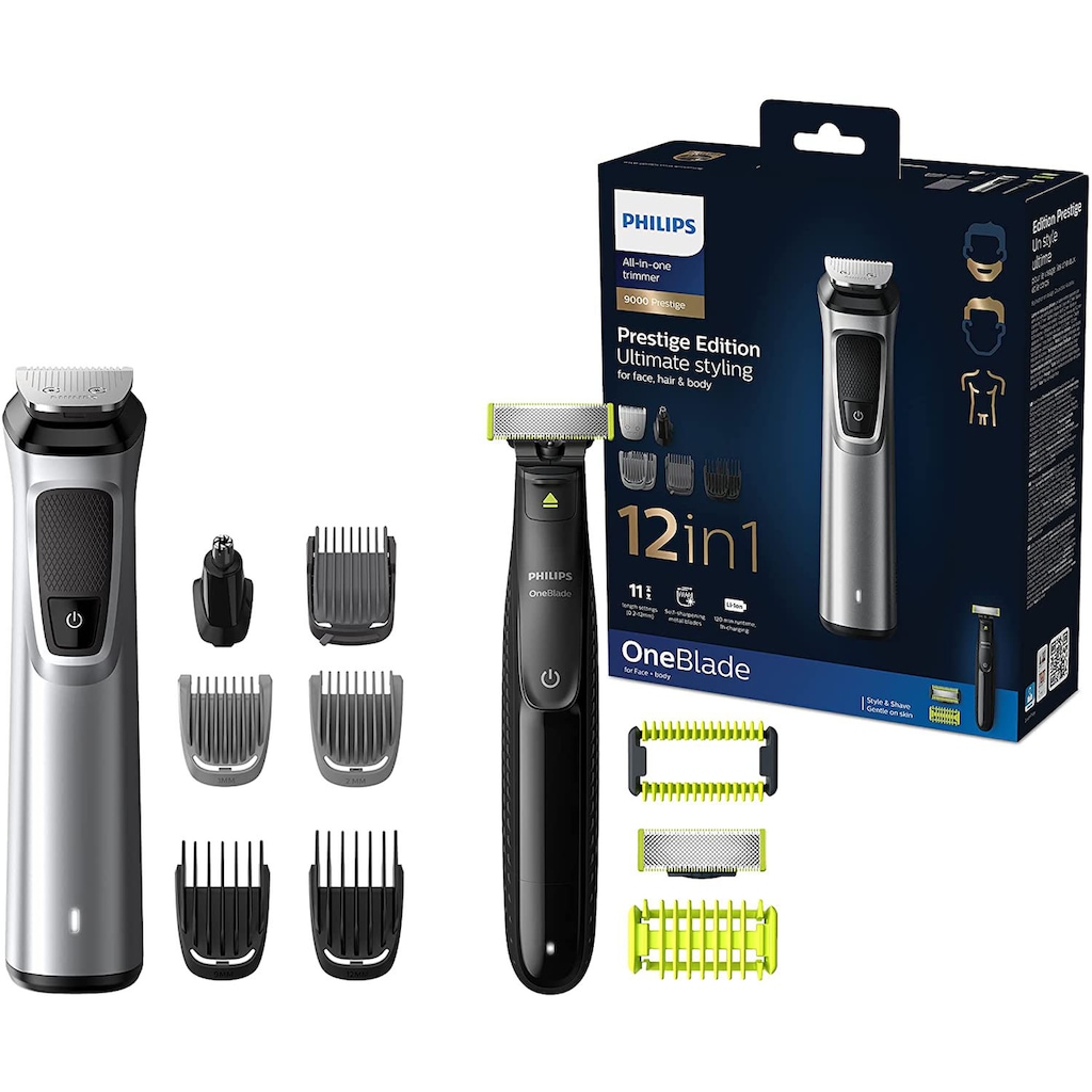 Philips Haar- und Bartschneider »MG9710/90 Multigroom Series 9000 & OneBlade Face+Body«, 12 Aufsätze