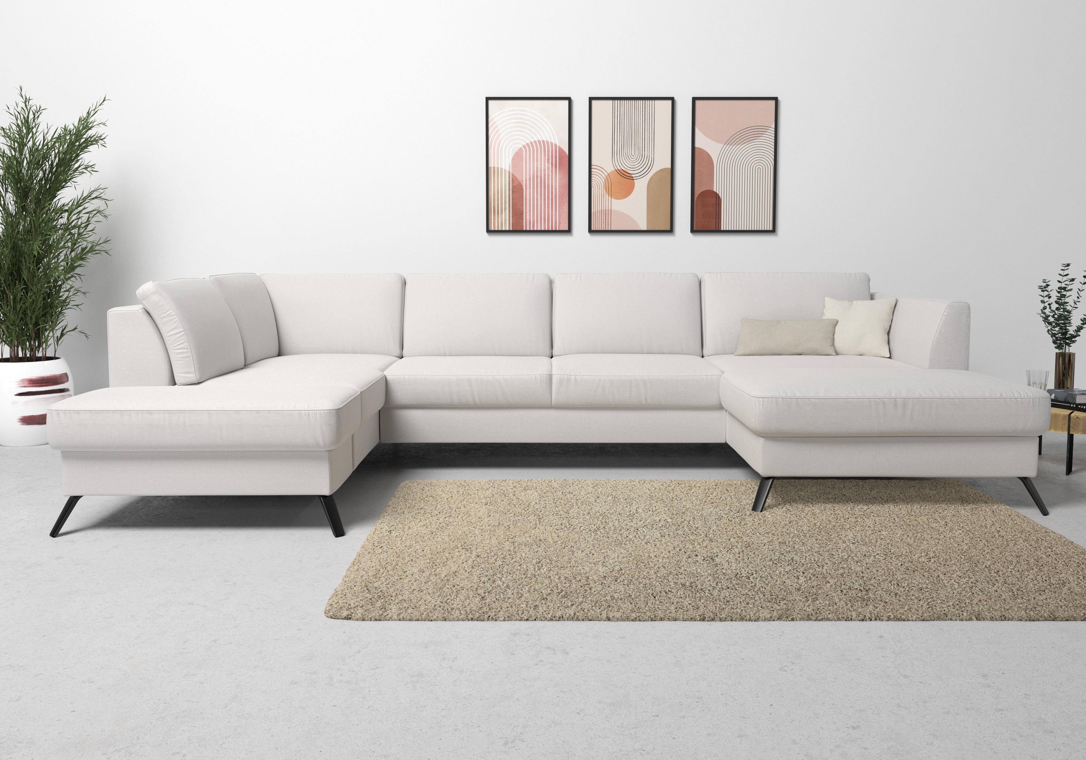 sit&more Wohnlandschaft "Olsen U-Form" inklusive Sitztiefenverstellung, optional Schlaffunktion, 15cm hoch
