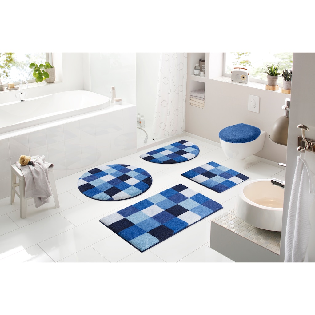 Grund Badematte »Mosaik«, Höhe 20 mm, rutschhemmend beschichtet, fußbodenheizungsgeeignet, angenehm weich, Badematten auch als 3 teiliges Set erhältlich