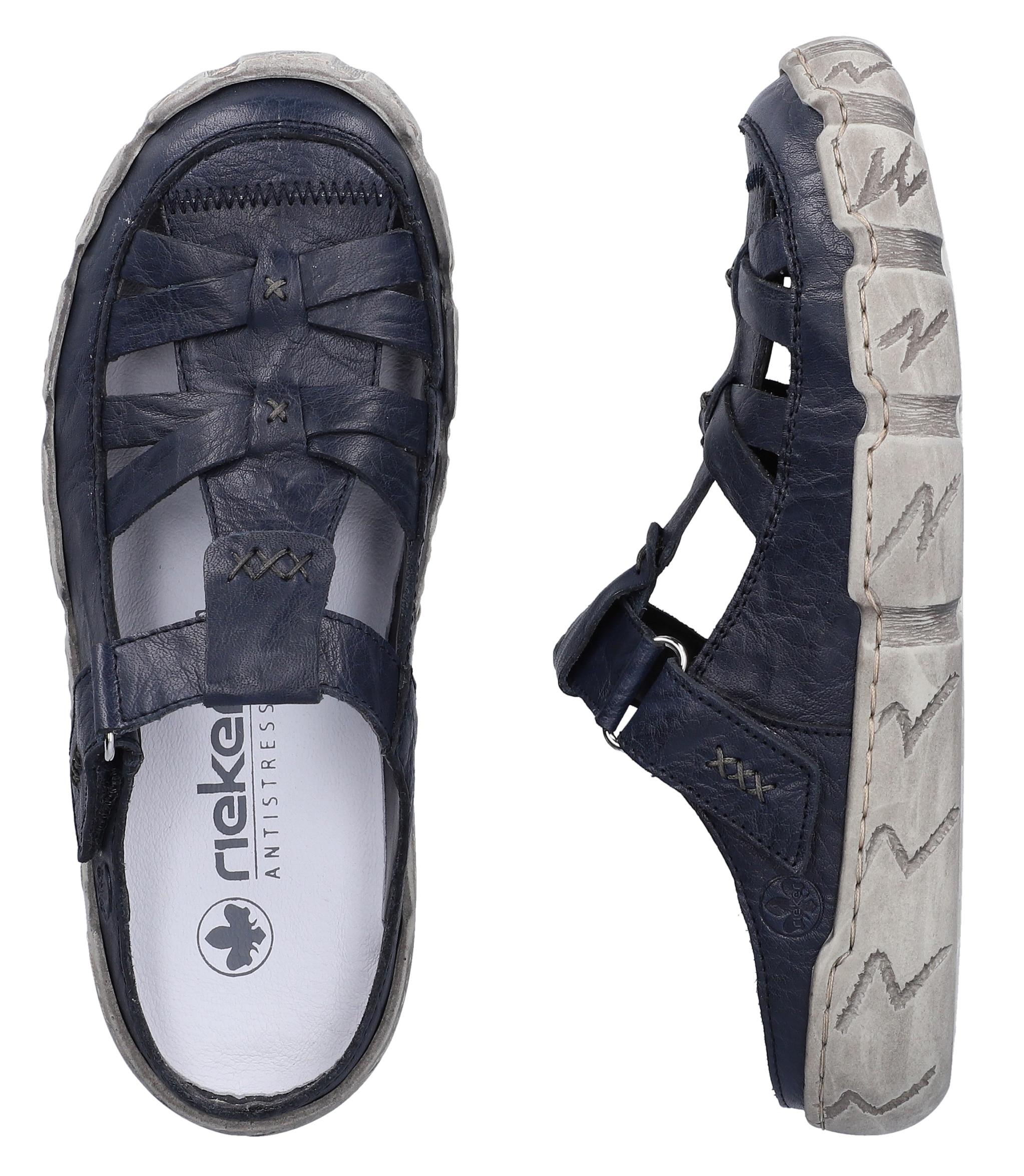 Rieker Clog  Sabot, Sommerschuh, Schlappen, Hausschuh mit Ziernähten