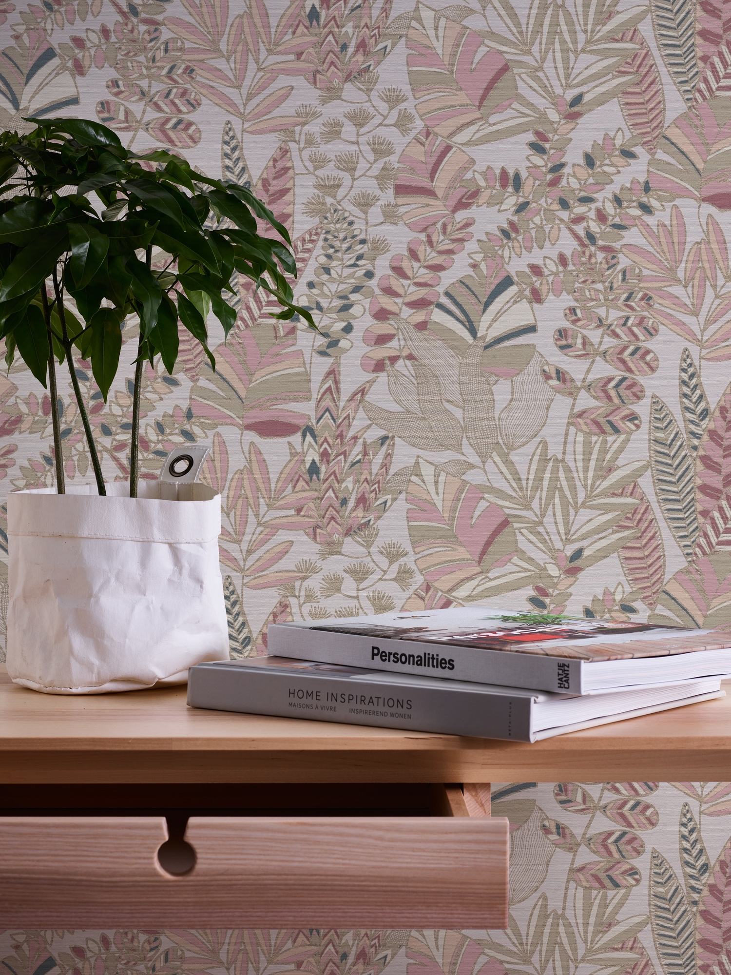 A.S. Création Vliestapete »Antigua Tapete Floral«, matt-gemustert-neutral, Pflanzen Tapete mit Blättern Retro Tapeten Wohnzimmer modern Flur Büro