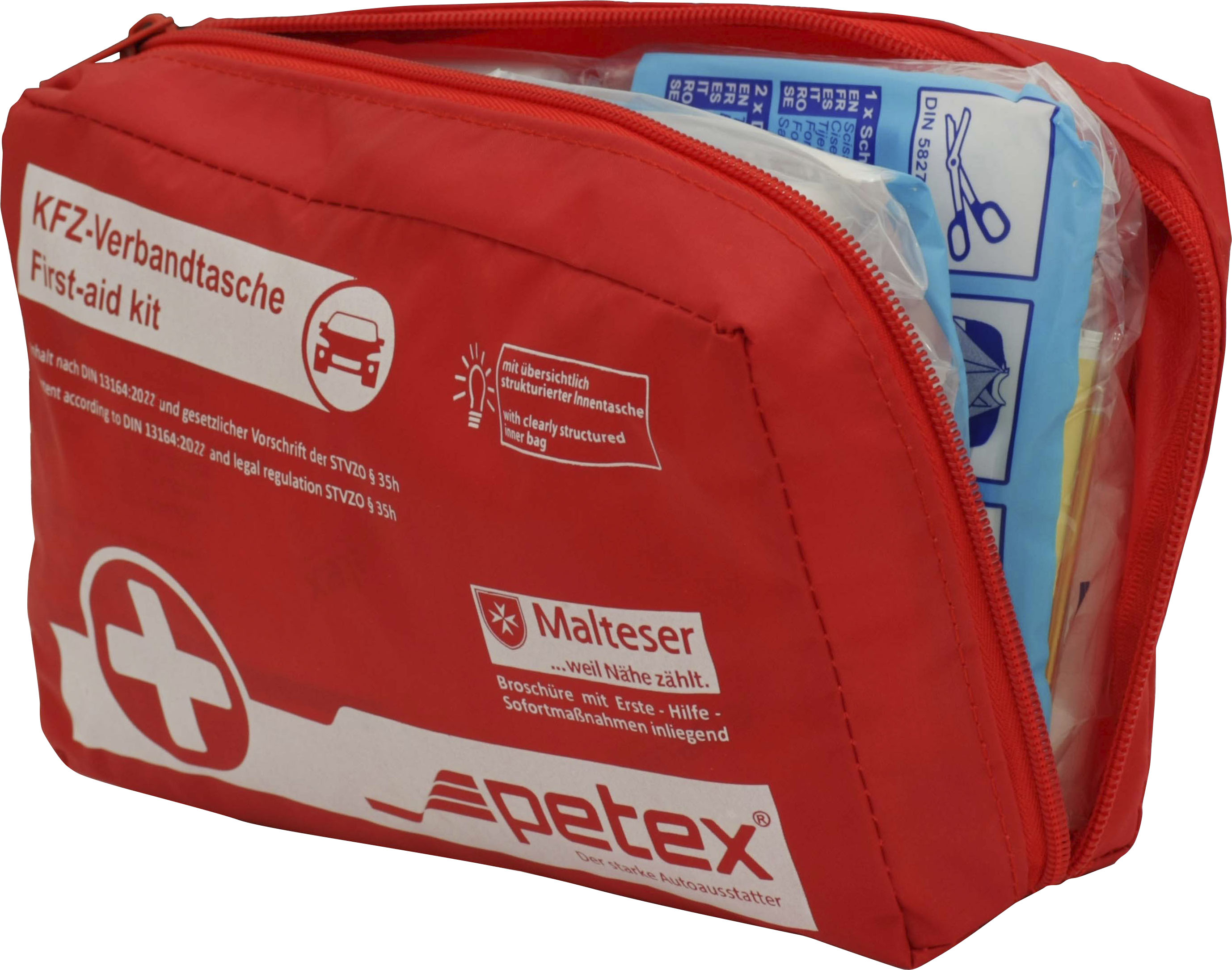 KFZ-Verbandtasche, mit Inhalt nach DIN 13164:2022