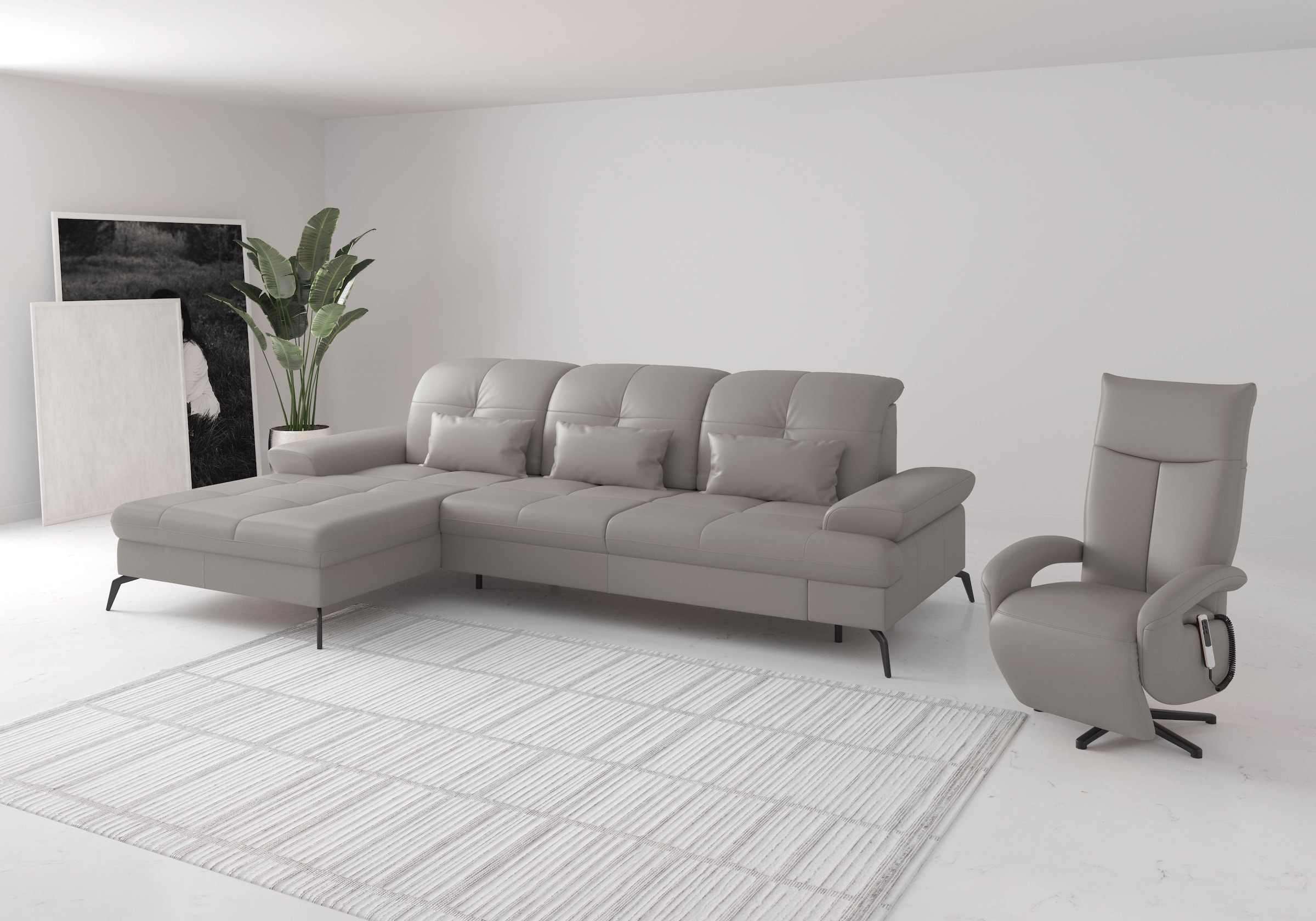 sit&more Ecksofa »Amica, L-Form, inkl. Sitztiefenverstellung & Armteilverstellung«, wahlweise mit Bettfunktion, Bettkasten und Kopfteilverstellung