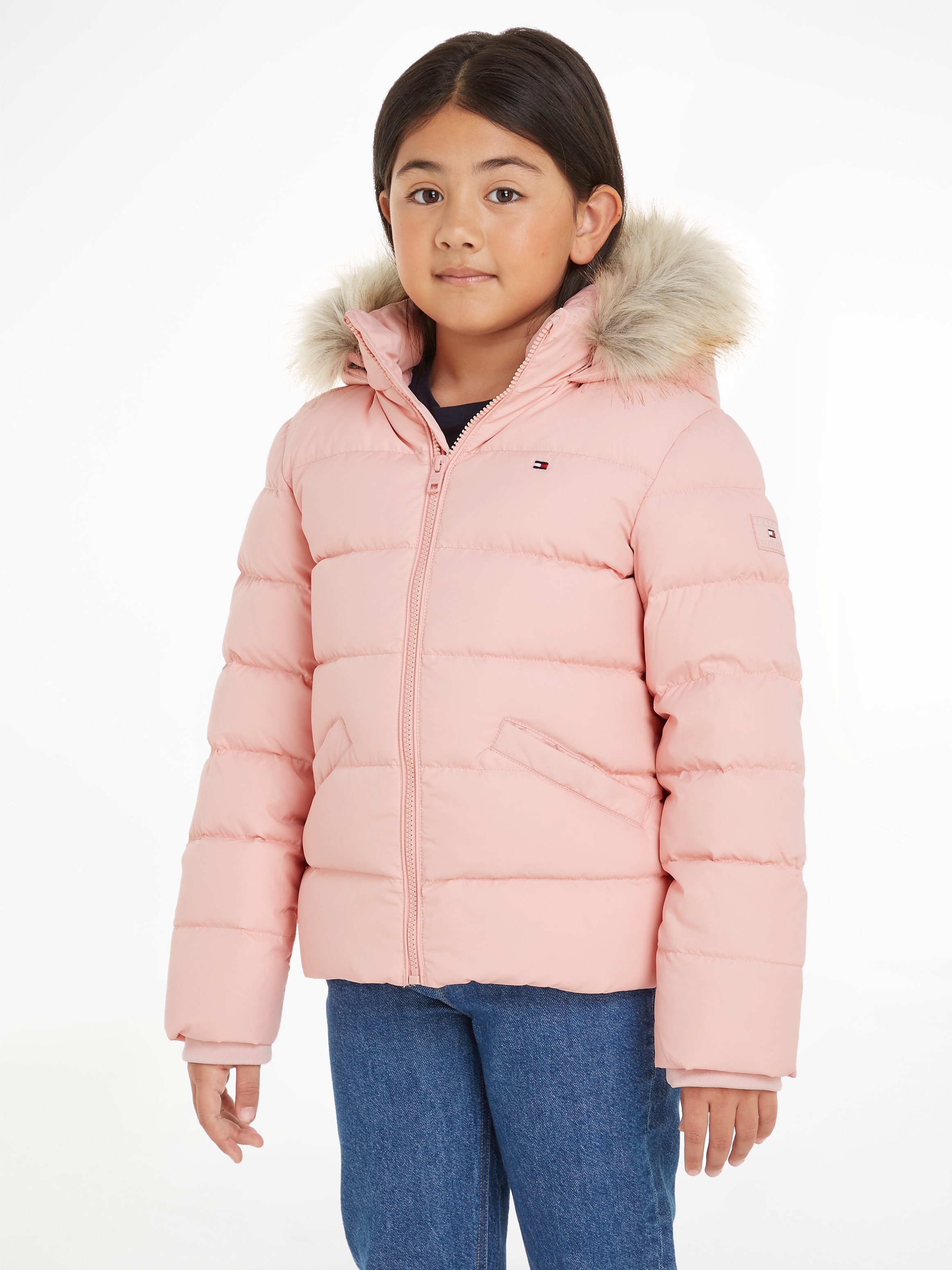 Tommy Hilfiger Steppjacke »ESSENTIAL FUR HOOD JACKET«, mit Kapuze, mit Fellimitat an der Kapuze