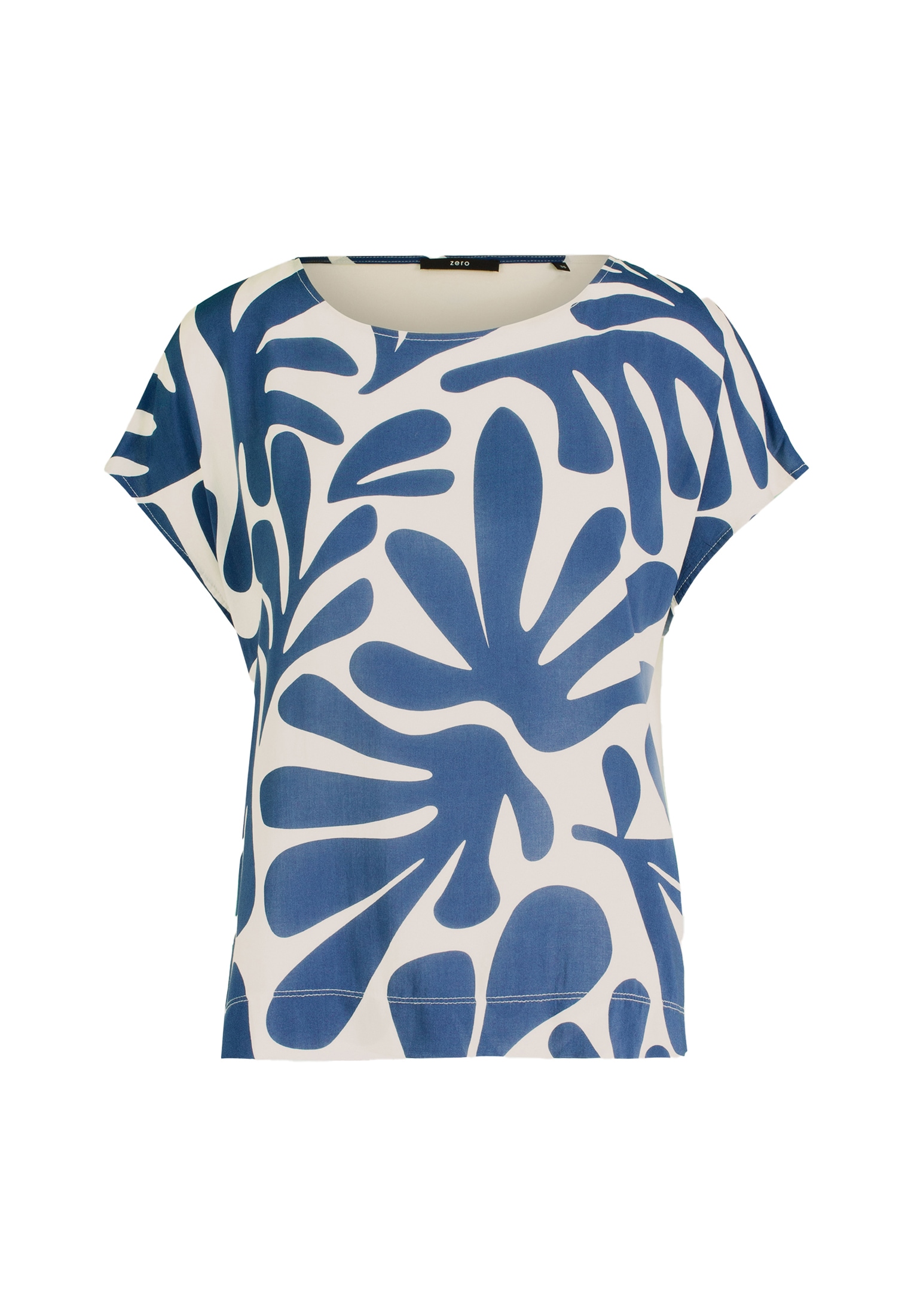 Zero Kurzarmshirt »zero Damen Viskoseshirt mit Print«, (1 tlg.), Plain/ohne Details