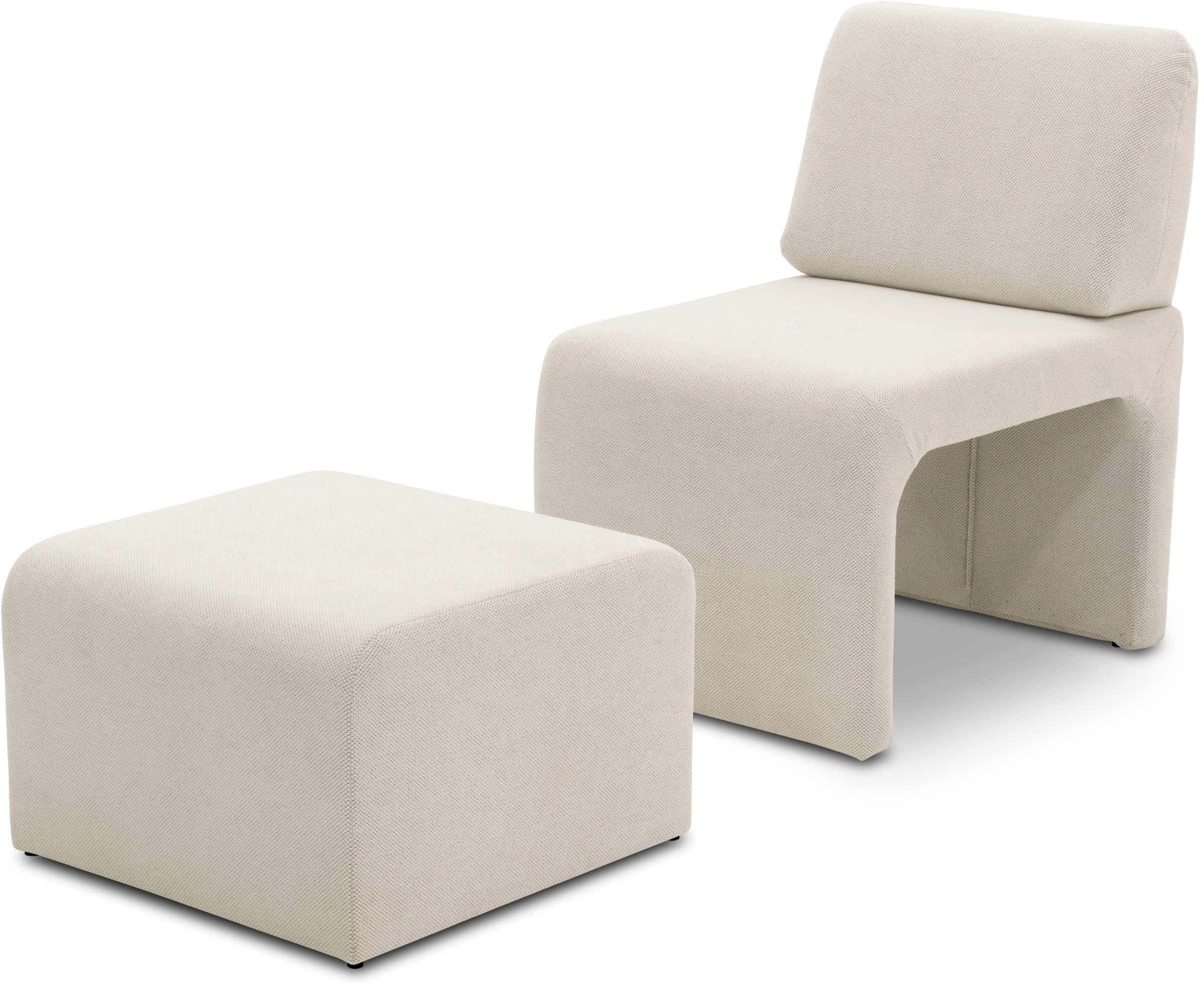 Sessel »mit Hocker 700017 ideal für kleine Räume, platzsparend, bequem«, Hocker unter...
