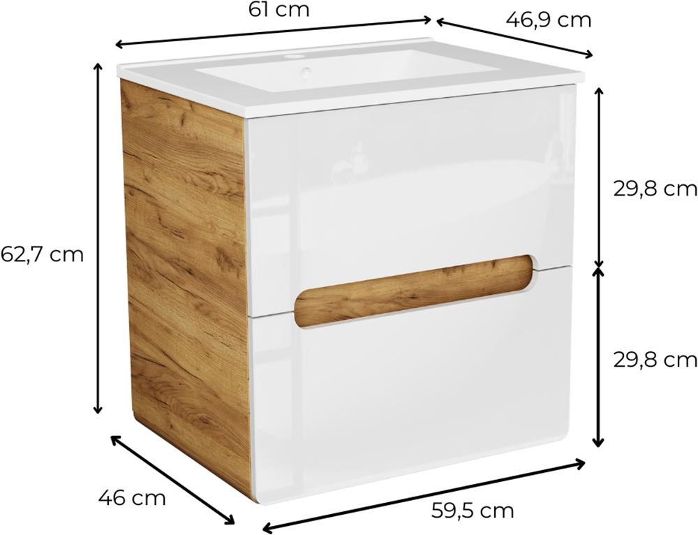 welltime Waschtisch »Lupo«, Badschrank mit Waschbecken,Soft Close,in verschiedenen Breiten (60,80)