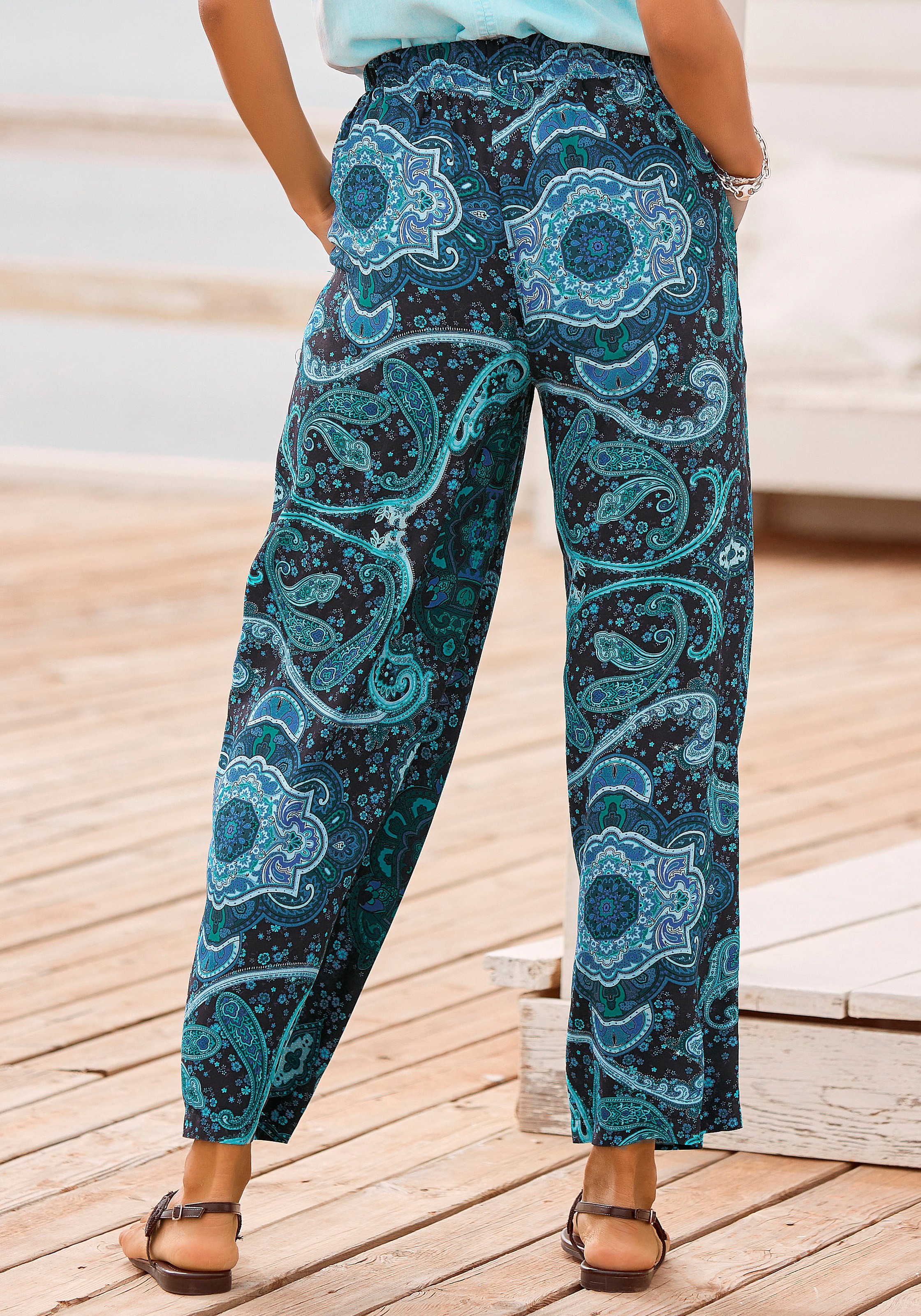 Thumbnail - Vivance Palazzohose und Paisleyprint, elastischer Bund, Schlupfhose, Stoffhose
