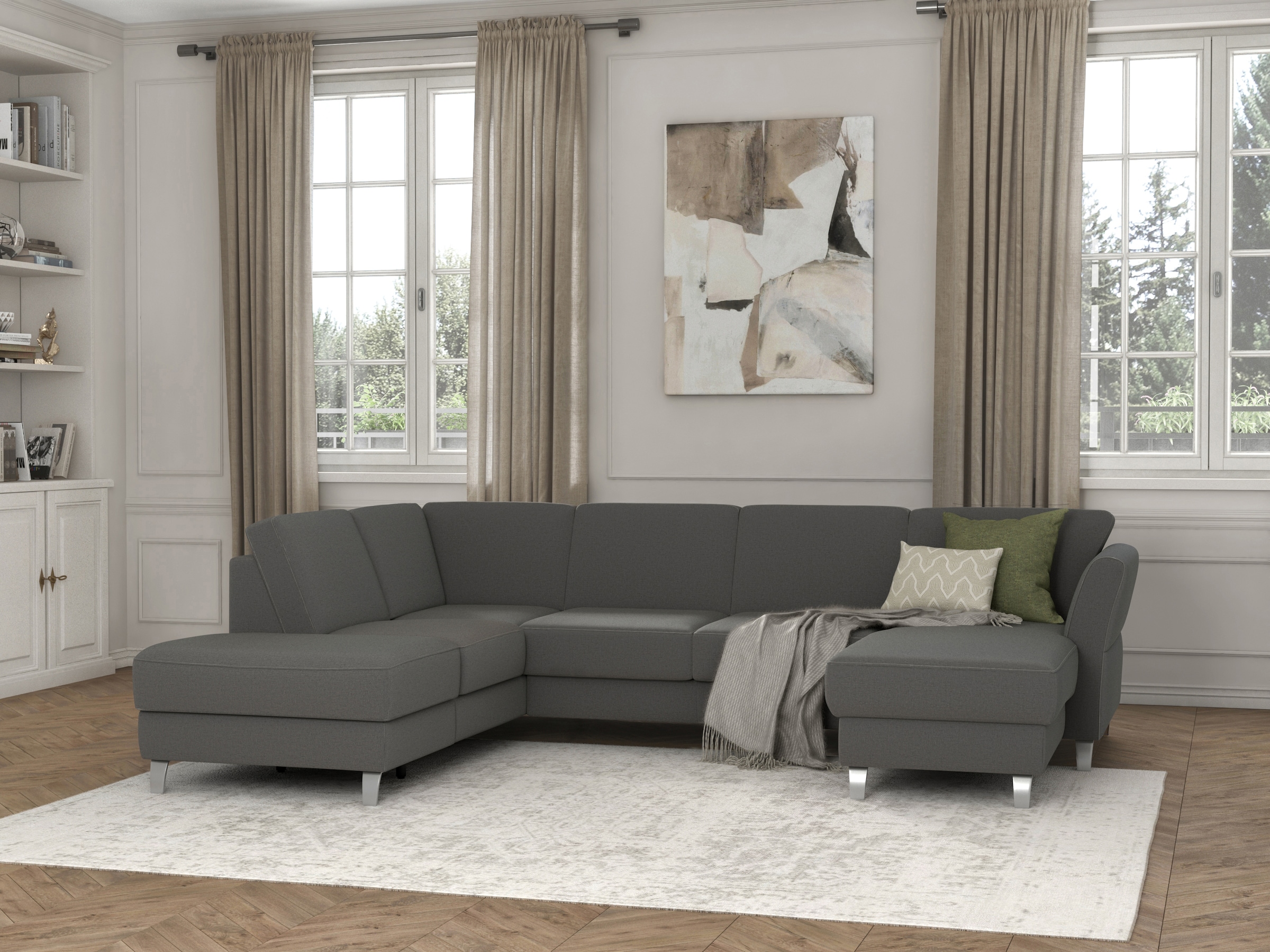 sit&more Wohnlandschaft »Visby U-Form« Wahlweise mit Bettfunktion und Stauraum, frei im Raum stellbar