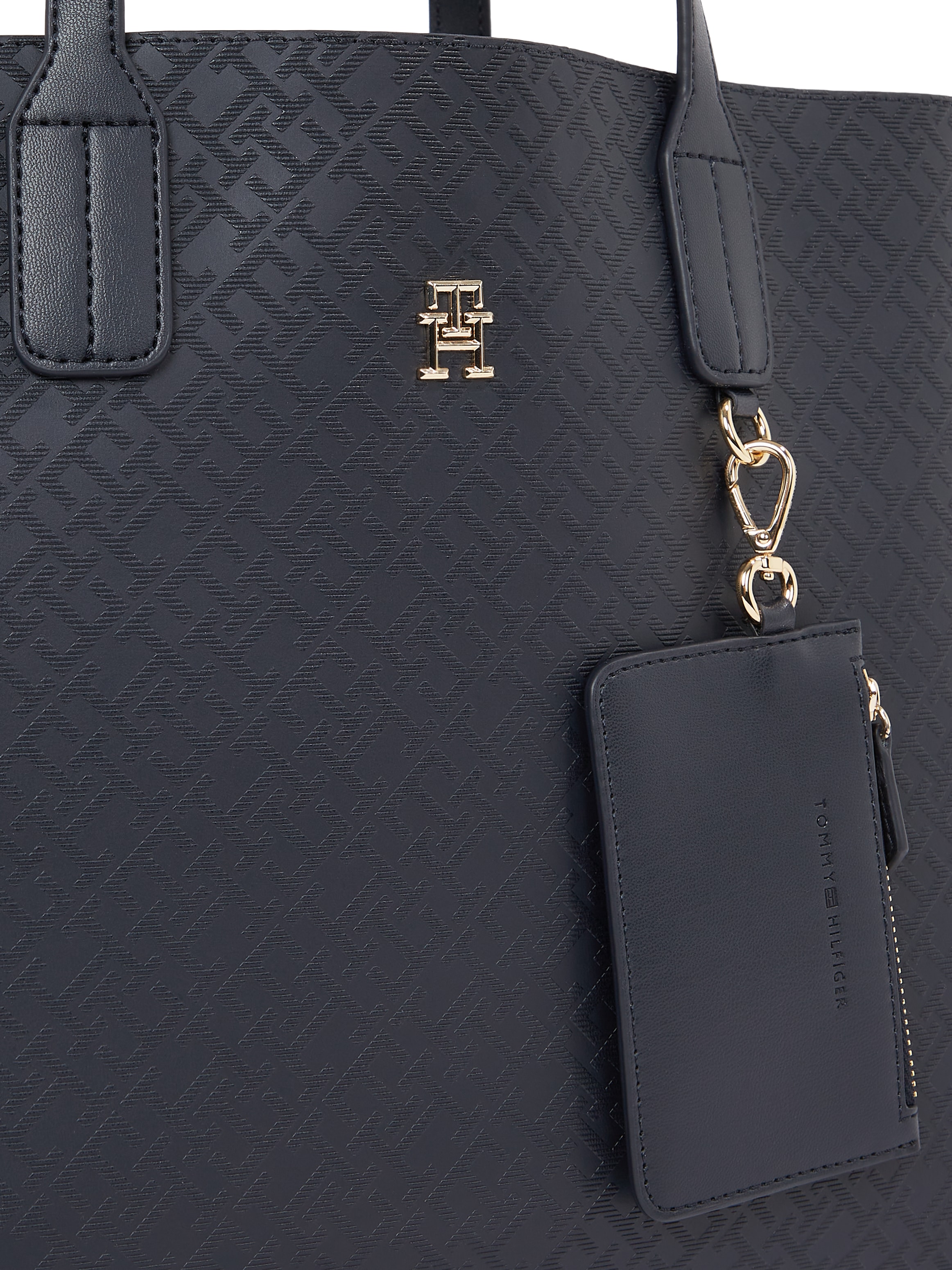 Tommy Hilfiger Henkeltasche »TH DISTINCT SATCHEL MONO«, Damen Umhängetasche mit abnehmbarer Reißverschluss-Außentasche