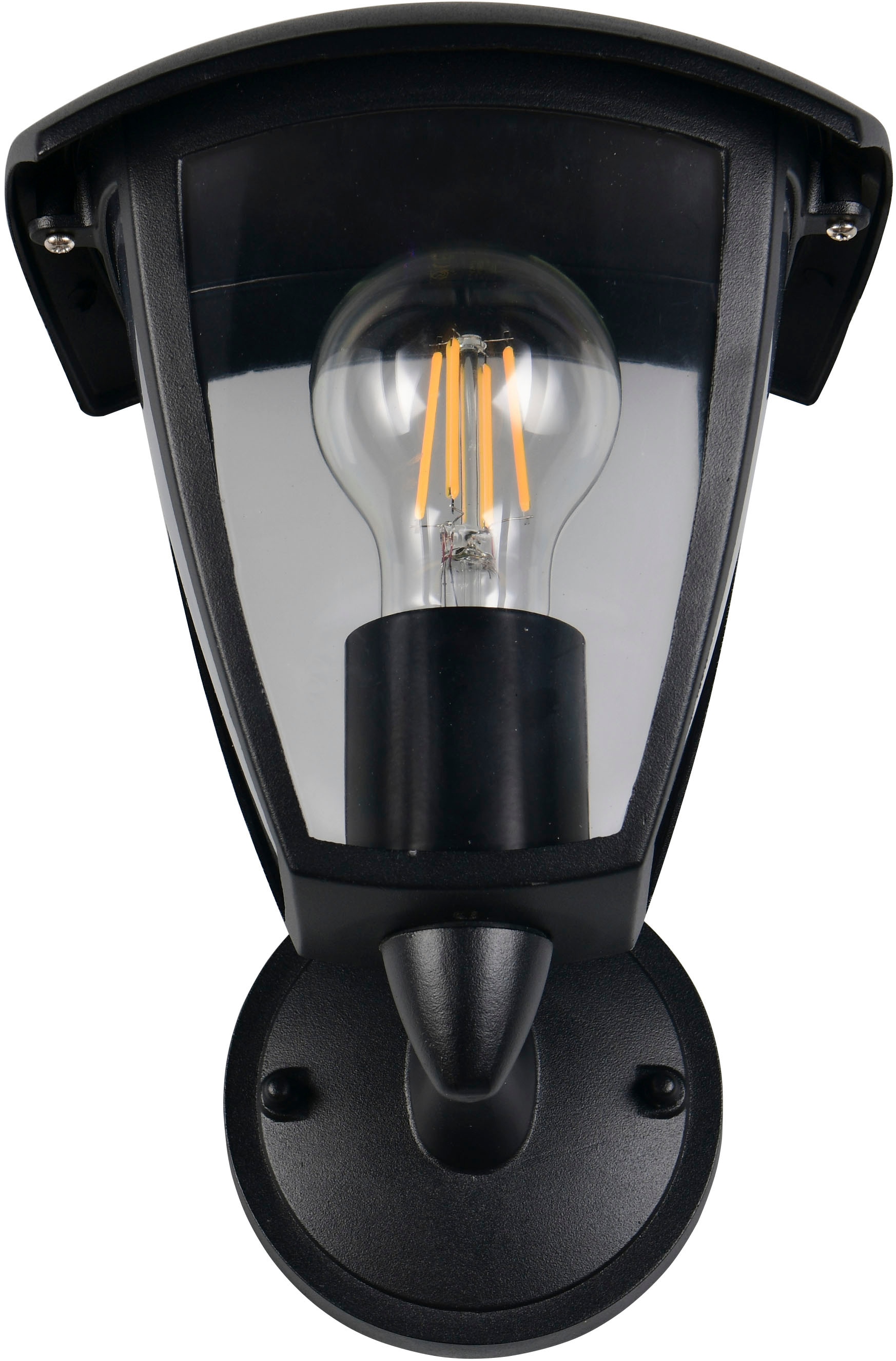 TRIO Leuchten Außen-Wandleuchte »VENTA, Laterne Hauswand Fassadenbeleuchtung, exkl 1x E27 max 10W, IP44«, 1 flammig, Leuchtmittel E27 | Leuchtmittel wechselbar, Wandlampe Laternen-Optik, aufwärts gerichtet, Schirm Kunststoff