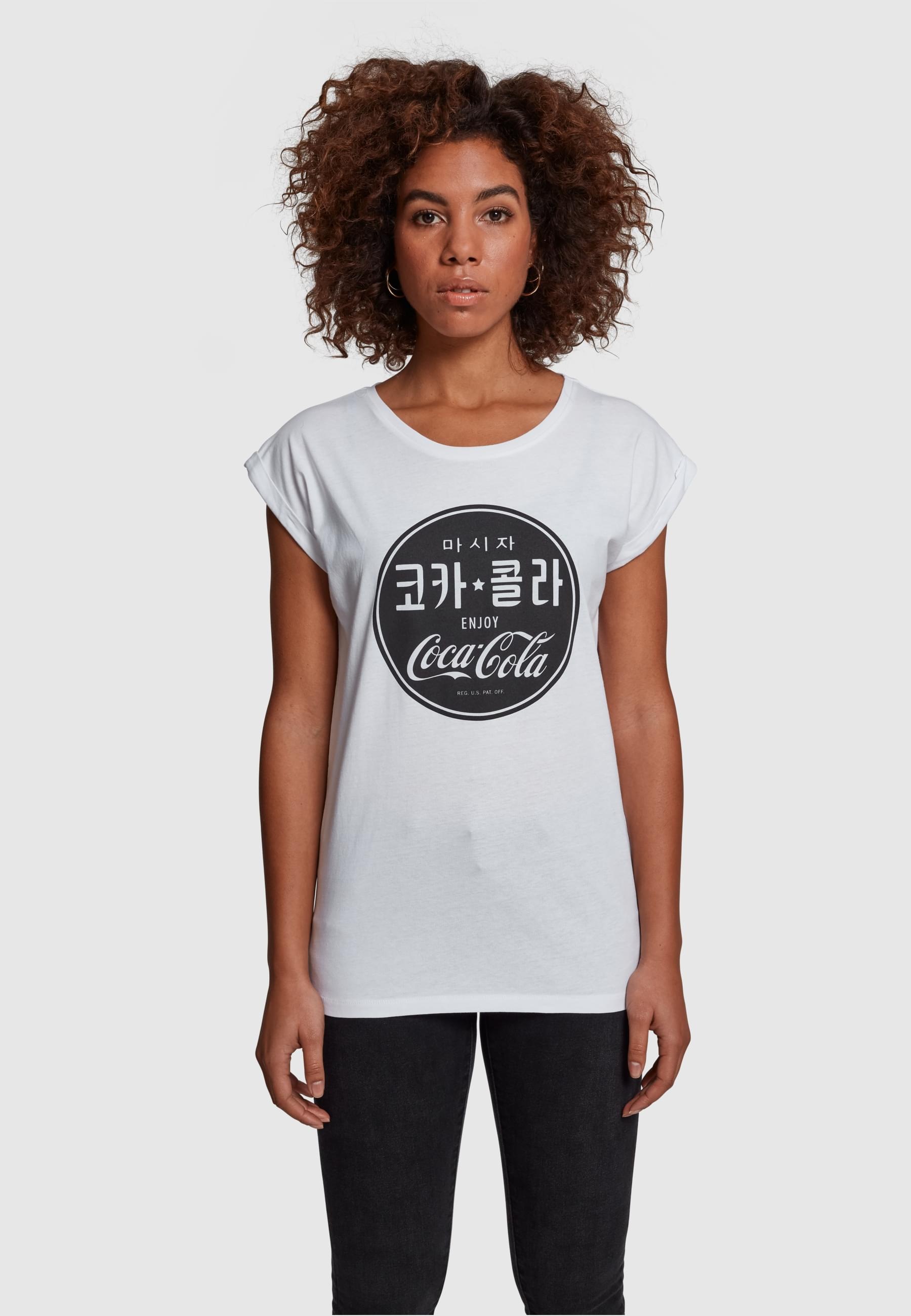 Merchcode T-Shirt »Merchcode Damen Ladies Coca Cola Korean Black Tee«, (1 tlg.)