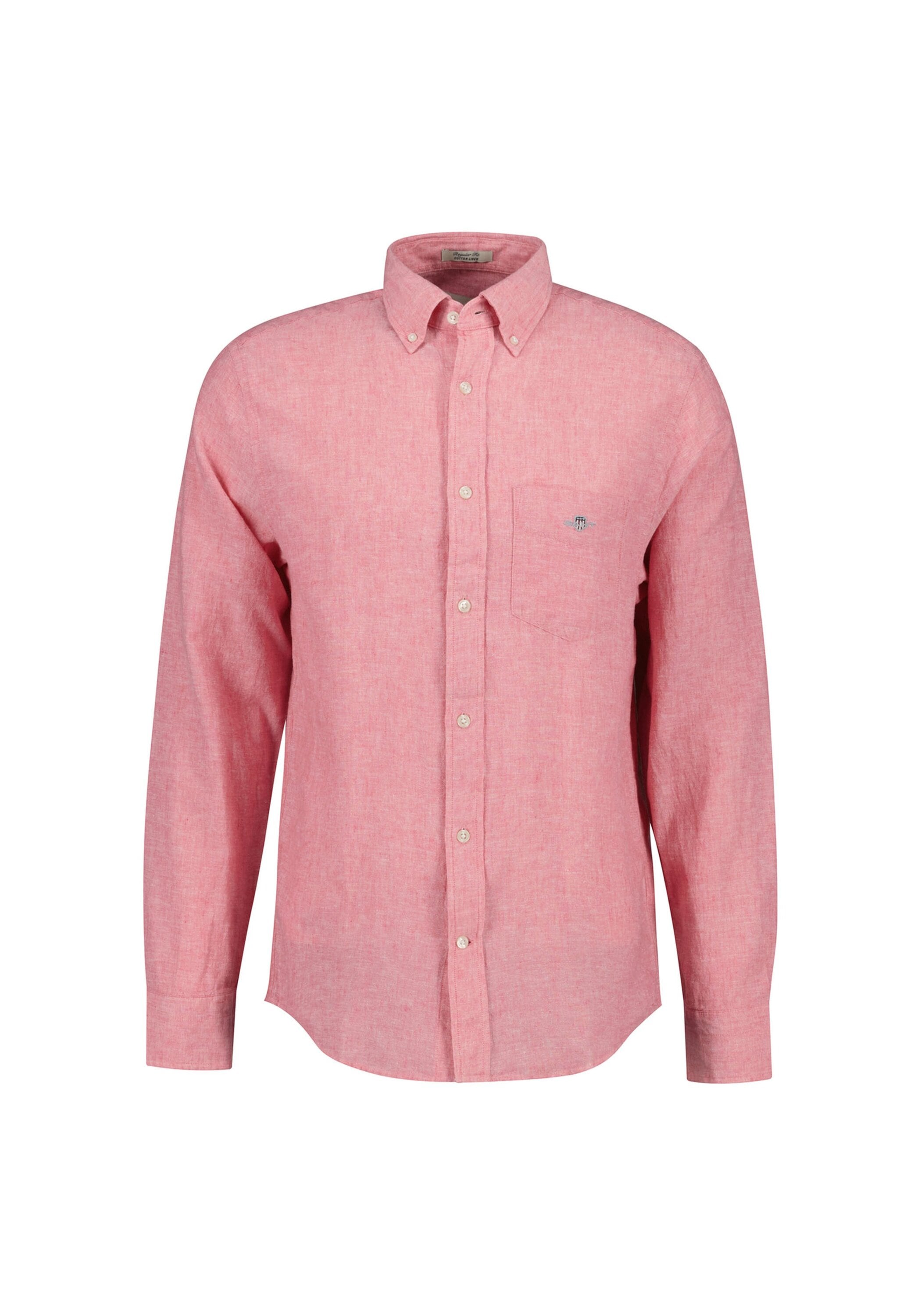 Langarmhemd GANT "Hemd REGULAR COTTON LINEN SHIRT 1er Pack", Herren, Gr. L, N-Gr, pink (rosa), Obermaterial: 55% Leinen LI. 45% Baumwolle CO., Hemden