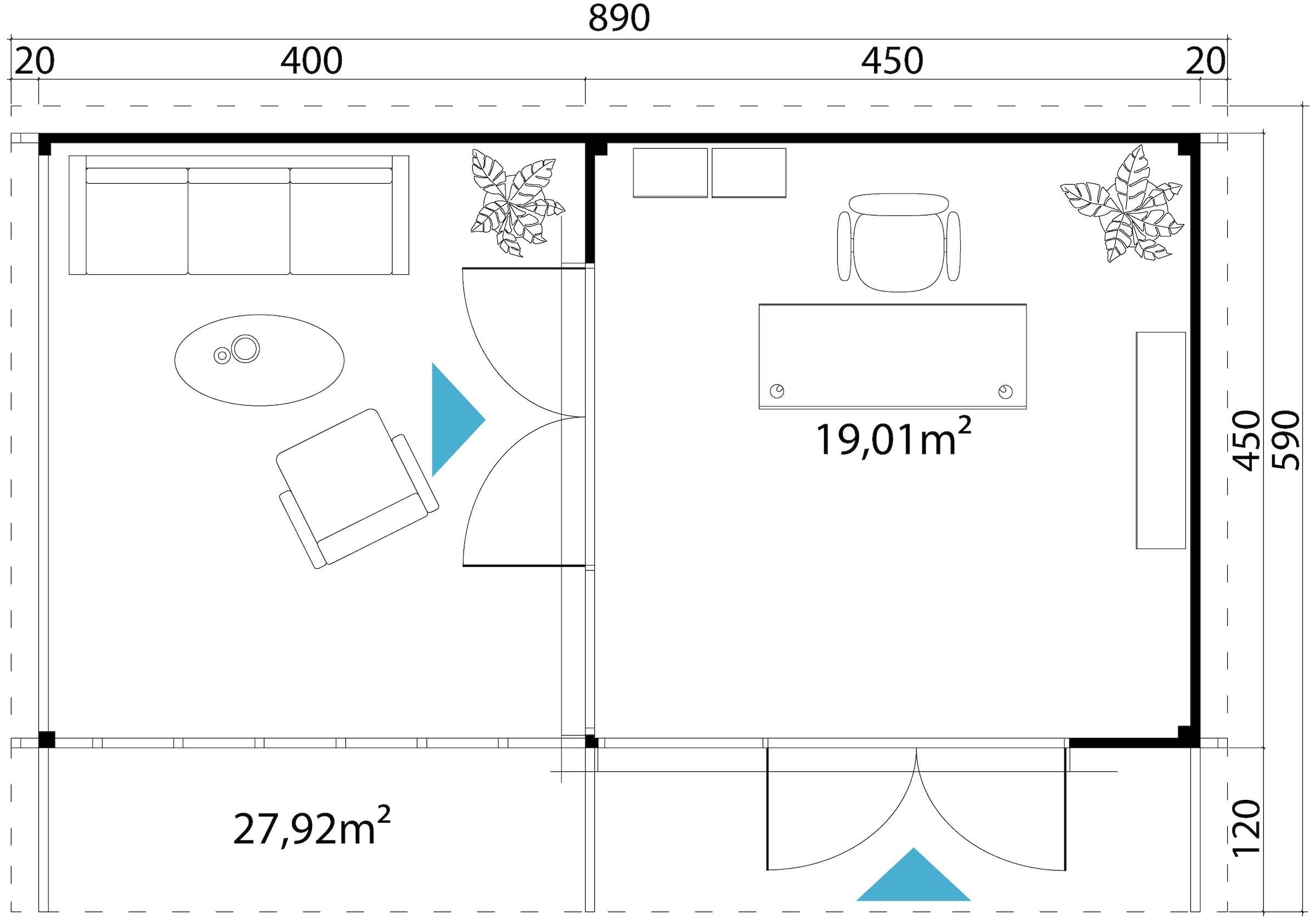 LASITA MAJA sodo namelis »DOMEO 10 CARBONGRAU/ANTHRAZIT« (Set) su priestatas Fundamentmass 4000+4500 x 4500 Carbongrau