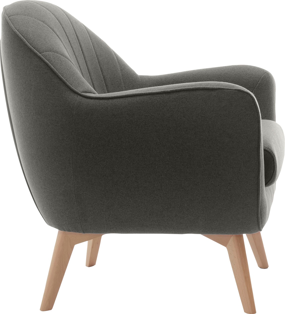 TRENDMANUFAKTUR Sessel »Fuelta, Loungesessel, organische Formensprache, bequem, Solitärsessel«, mit auffälligem Nahtbild und schönen Füßen aus Holz