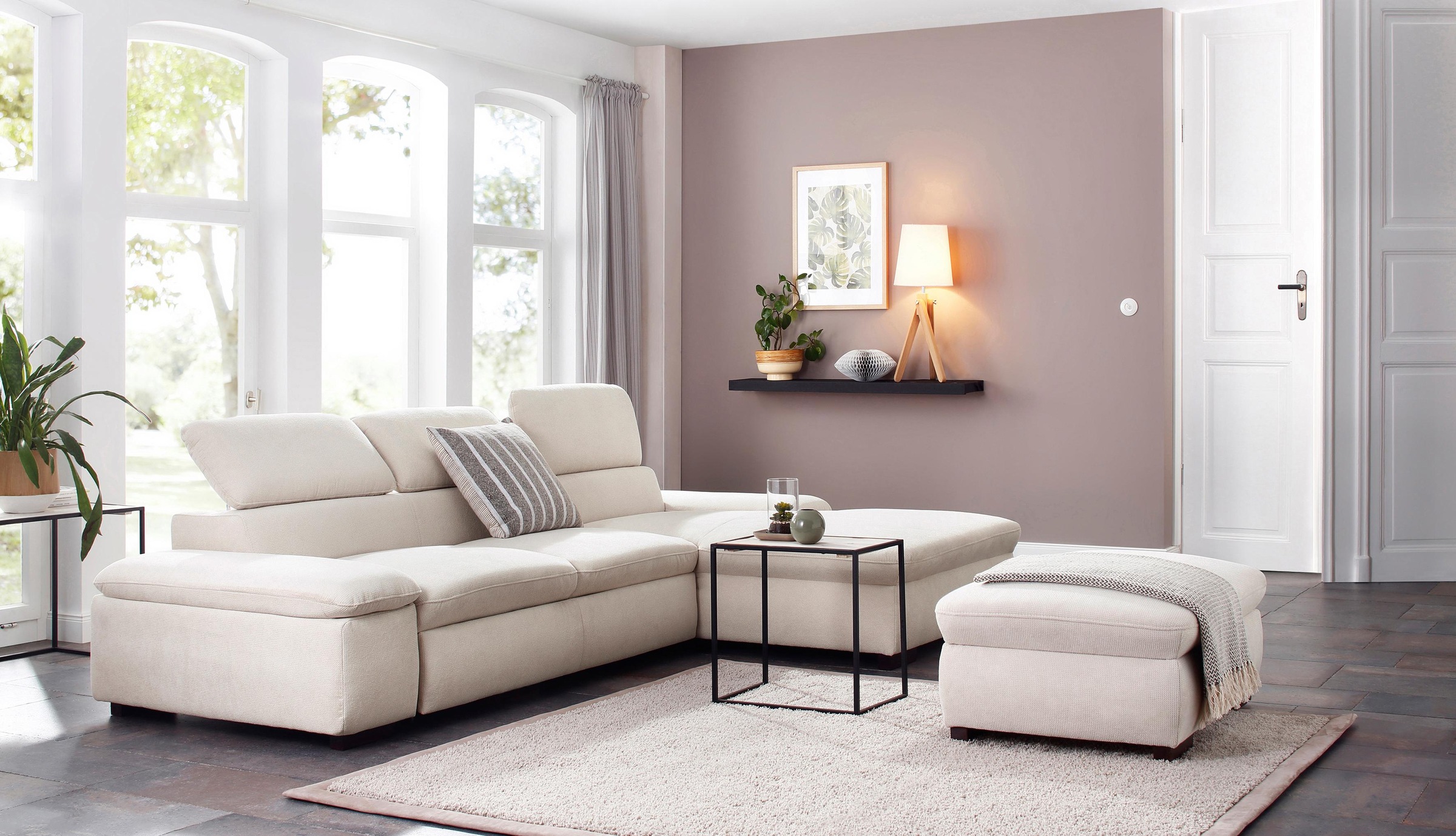 Home affaire Ecksofa »Alberto L-Form«, mit Kopfteilverstellung, wahlweise mit Bettfunktion