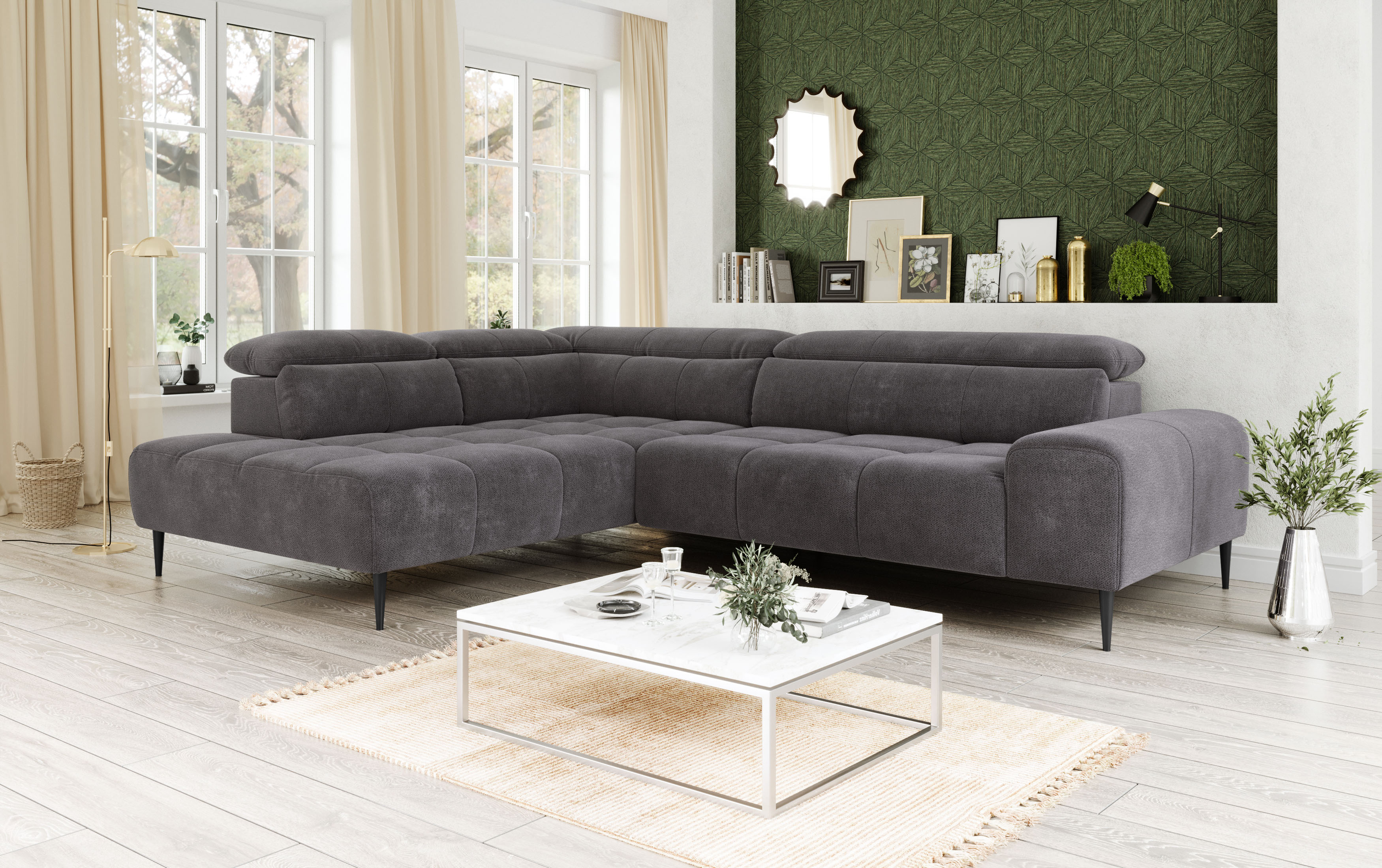 OTTO home Ecksofa "Theo L-Form, B: 298 cm" mit Kopfteilverstellung, optional Sitztiefenverstellung
