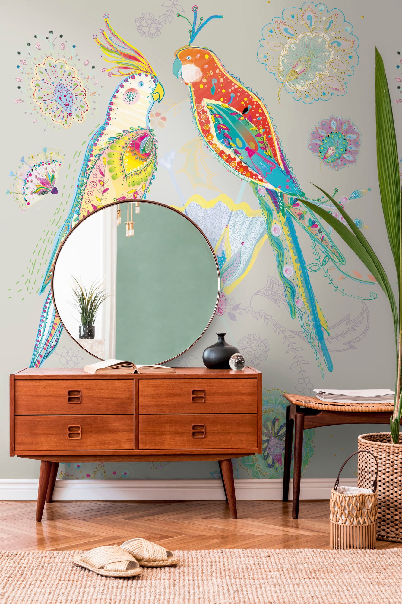 living walls Vliestapete »House of Turnowsky Fototapete Blumen« gemustert | matt | neutral glatt Vogeltapete Floral Tapeten Wohnzimmer Schlafzimmer Küche Design Optik