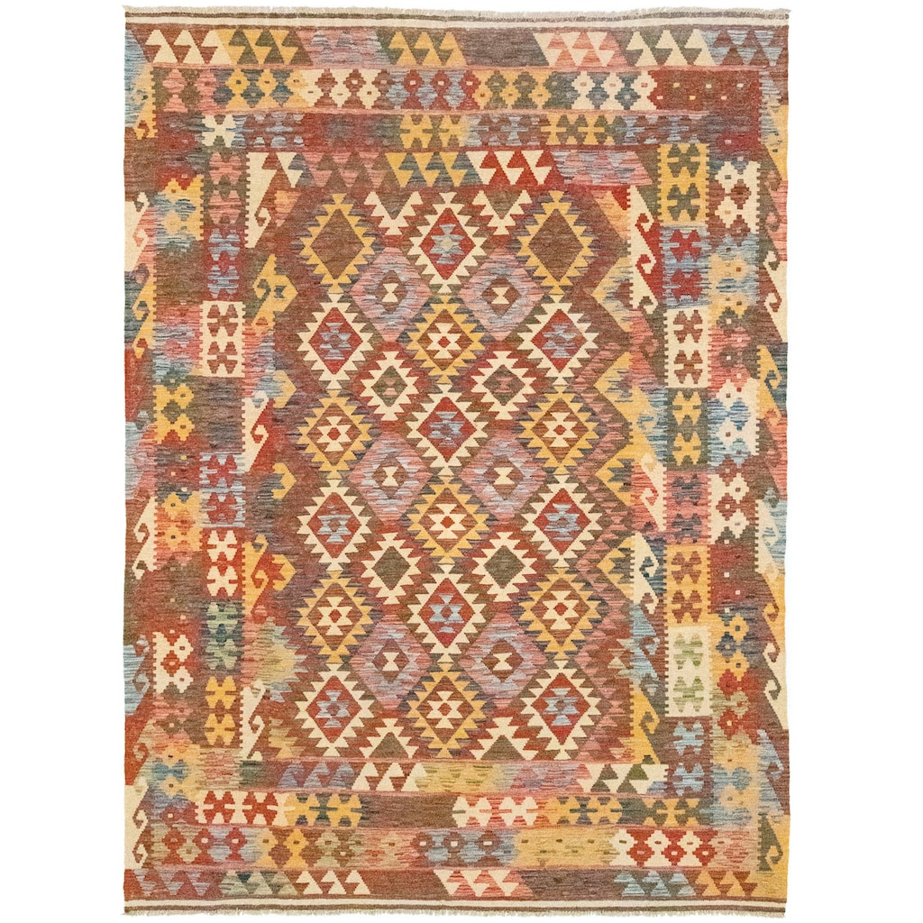 morgenland Wollteppich »Kelim Afghan Teppich handgewebt braun«, rechteckig
