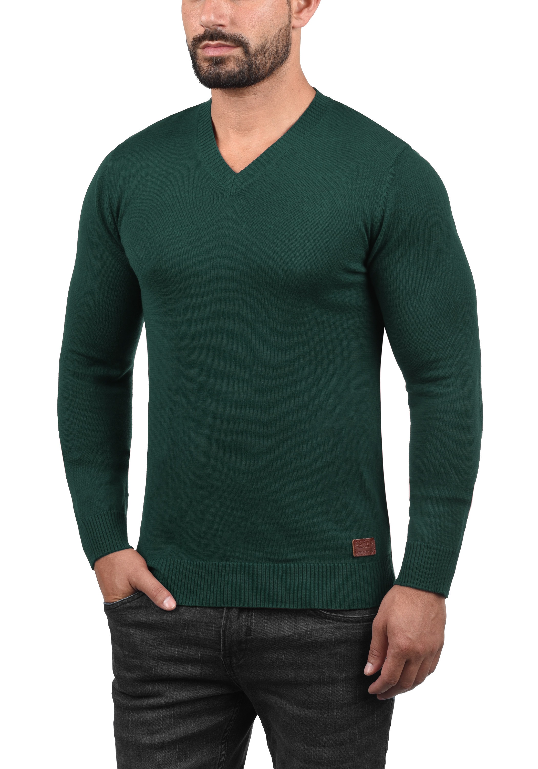 Blend Strickpullover "BHLasse" Feinstrickpullover mit aufgestickten Ellenbo günstig online kaufen