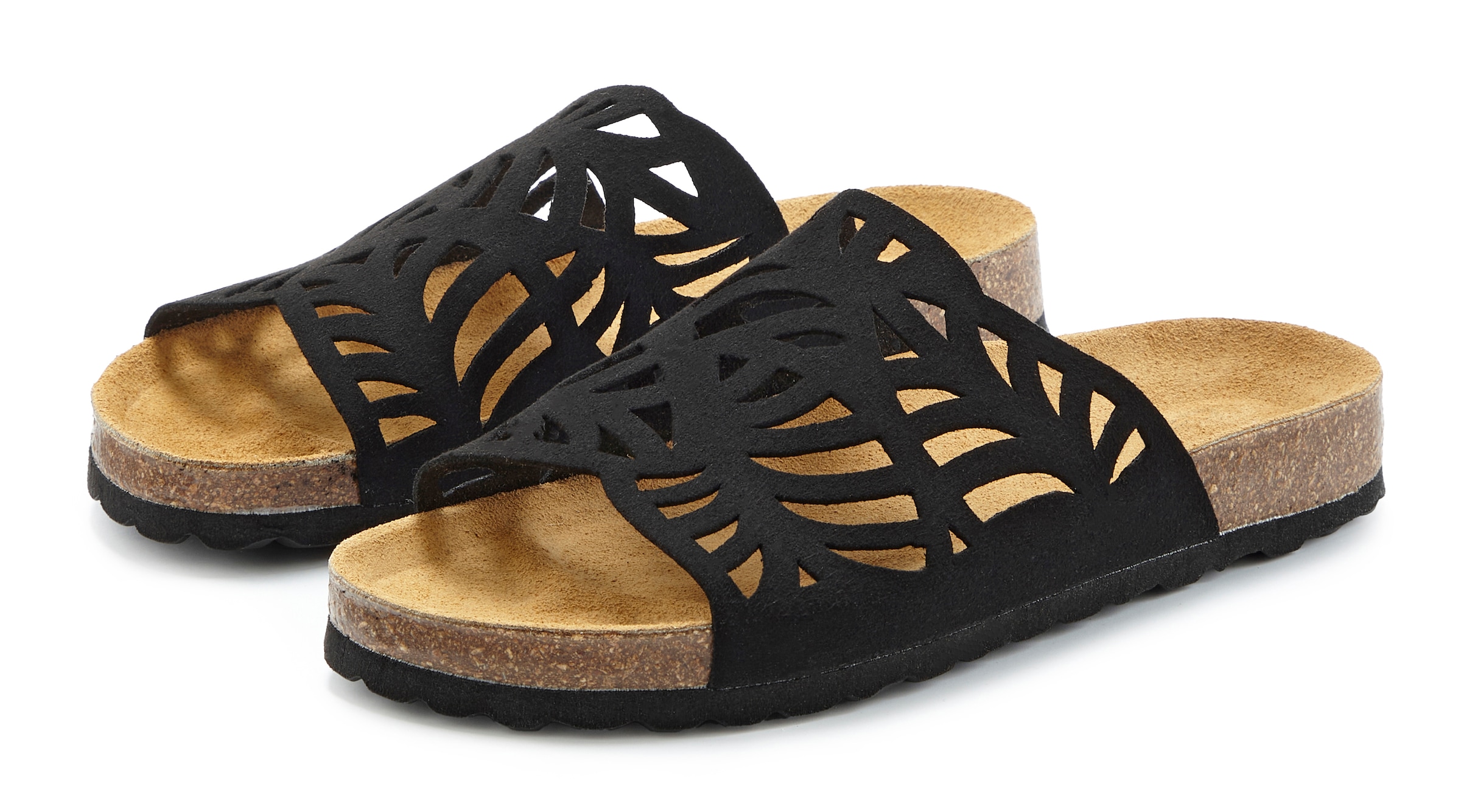Vivance Pantolette "Mule, offener Schuh, Sandale, Sandalette, Sommerschuh," NEU mit Korkfußbett und Lederanteil