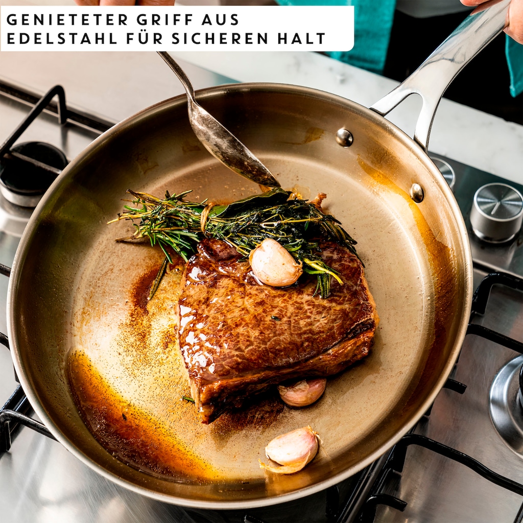 Tefal Bratpfanne »Jamie Oliver E31104 Cook Smart«, Edelstahl 18/10, unbeschichteter Edelstahl, Thermo-Fusion, induktionsgeeignet