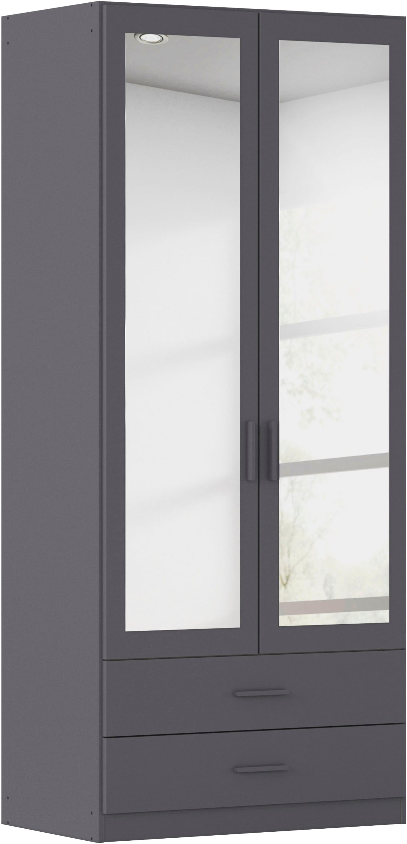 rauch Kleiderschrank "Schrank Garderobe Ankleide GAMMA Breiten 91/136/181/226/271/315/360 cm" in 3 Ausstattungen BASIC/CLASSIC/PREMIUM (inkl. SOFT-CLOSE-Funktion), verschiedene Griff-Varianten, mit Spiegel TOPSELLER MADE IN GERMANY