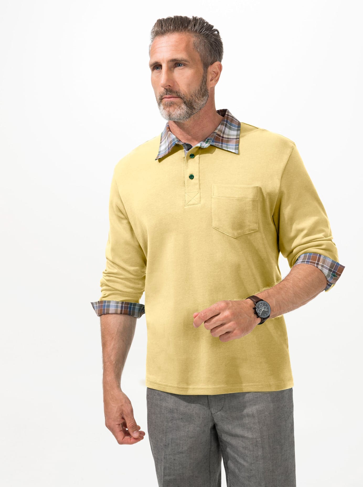 Poloshirt "Langarm-Poloshirt" 1 Stk. tlg. günstig online kaufen