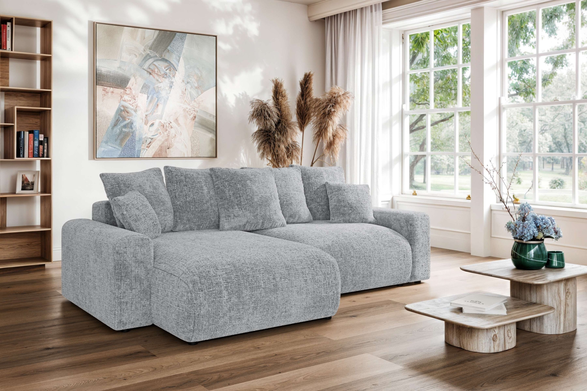 Home affaire Ecksofa »LAKESIDE klein mit Bettfunktion und Bettkasten, B/T/H 235/142/84 cm«, L-Form, Recamiere beidseitig montierbar, mit Wellenunterfederung