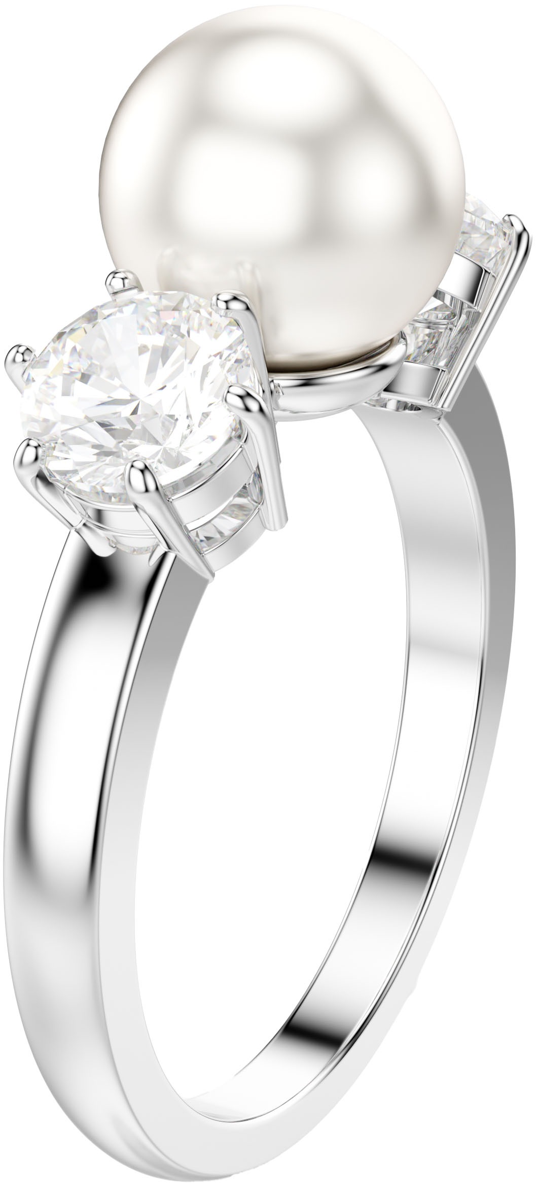 Fingerring SWAROVSKI "Schmuck Geschenk Matrix Ring" Gr. 50, weiß (metallfarben, kristallweiß, weiß), Fingerringe, Damen, 50, Metall Perlen, Metall, Perlen, Fingerring, mit Swarovski Zirkonia (synth.) - mit Swarovski Perle 2