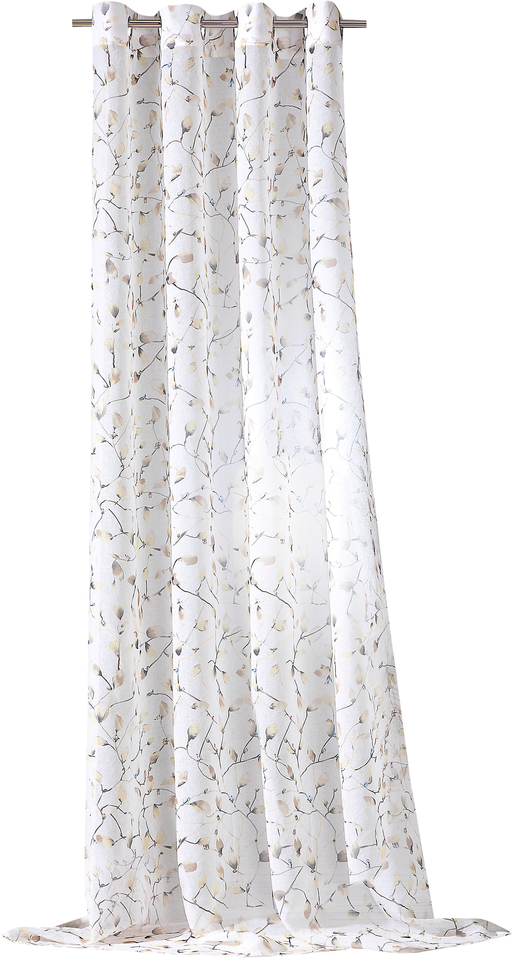 Weckbrodt Vorhang "Mila" Ösen 1 tlg. Leinen-Optik, transparent, mit florale günstig online kaufen