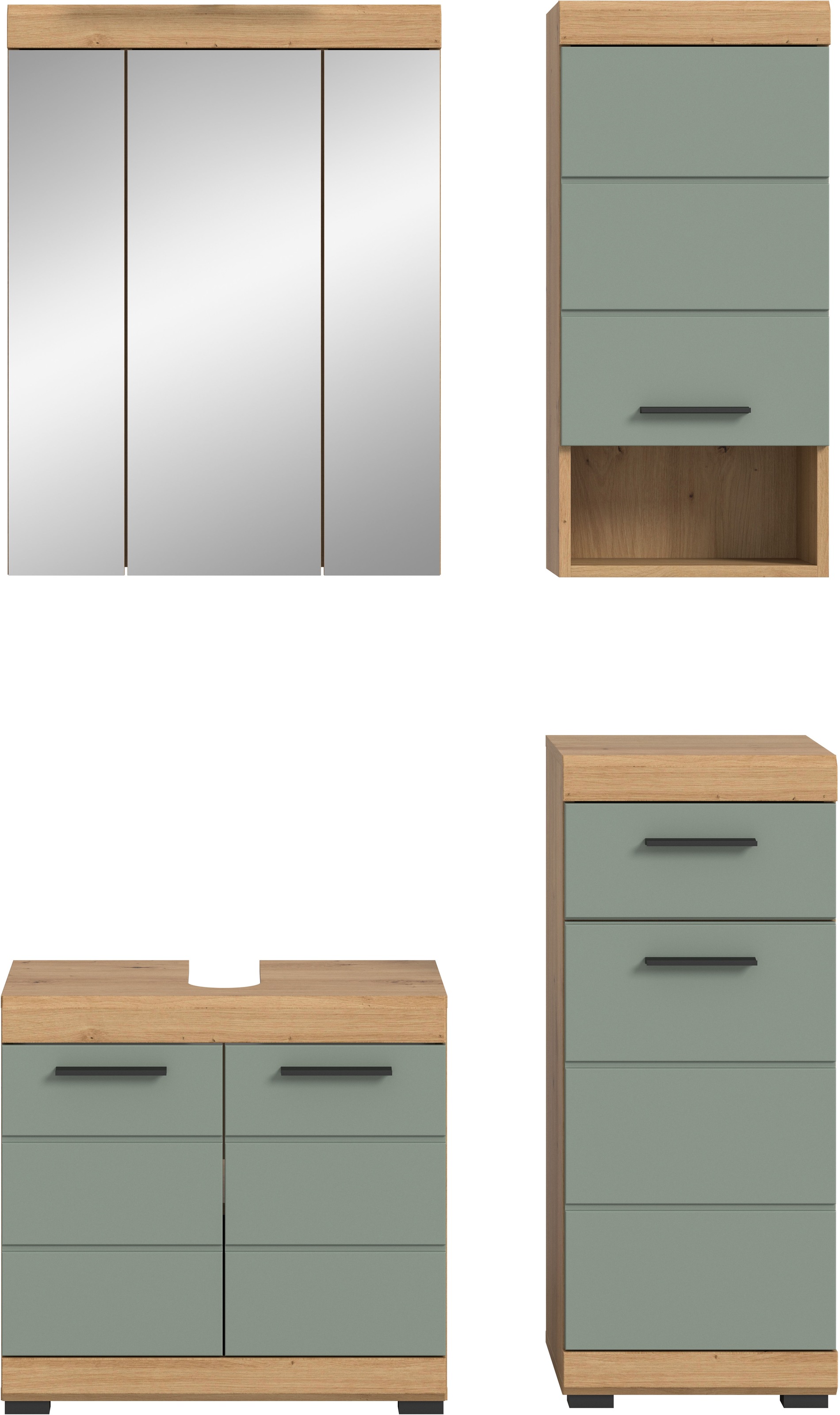 INOSIGN Badmöbel-Set »Siena, 4 teilig, bestehend aus:«, (Set), Waschbeckenunterschrank, Spiegelschrank, Unterschrank, Hängeschrank
