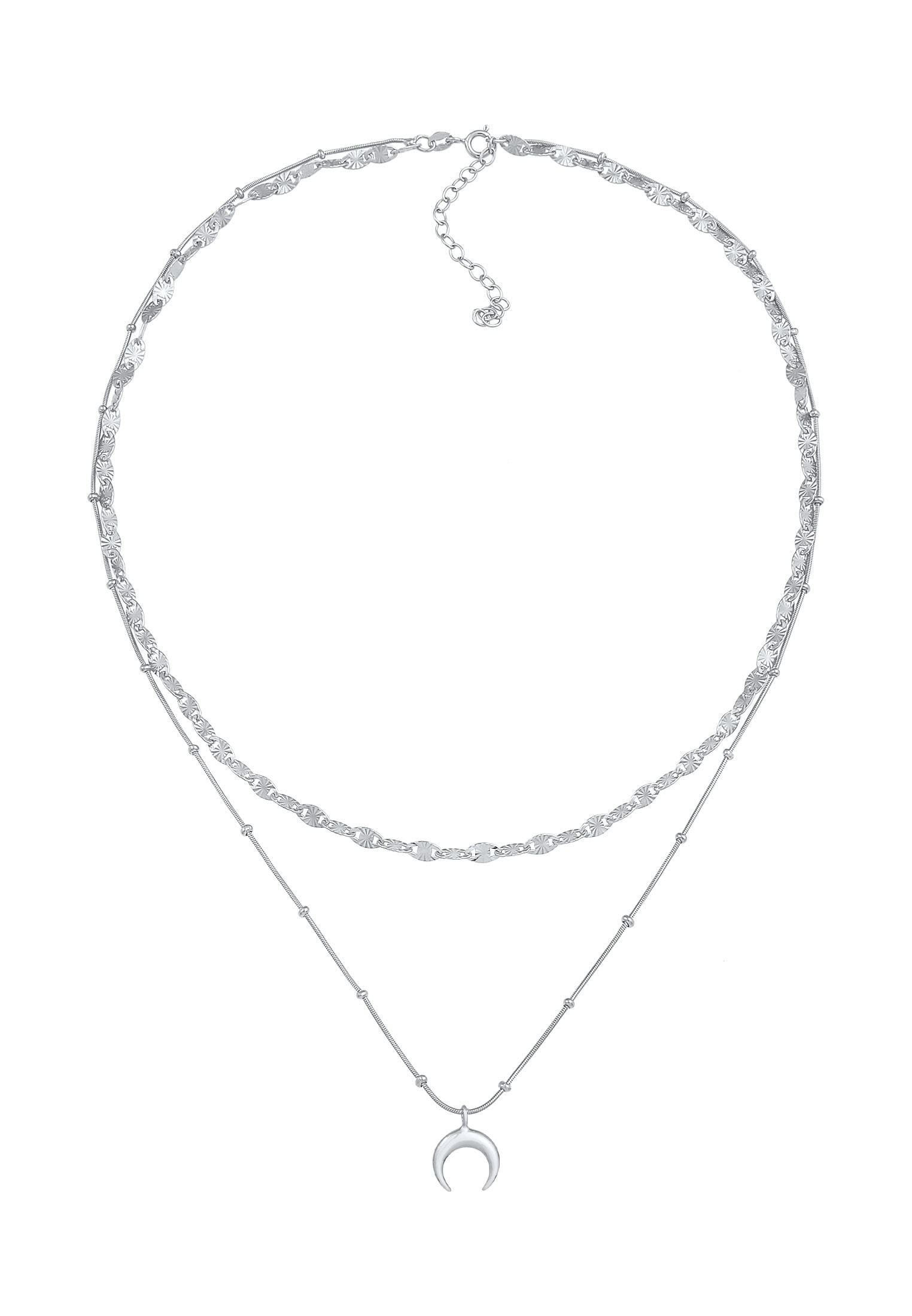 Elli Gliederkette »Layer Plättchen Mond Sichel Kugelkette 925 Silber«