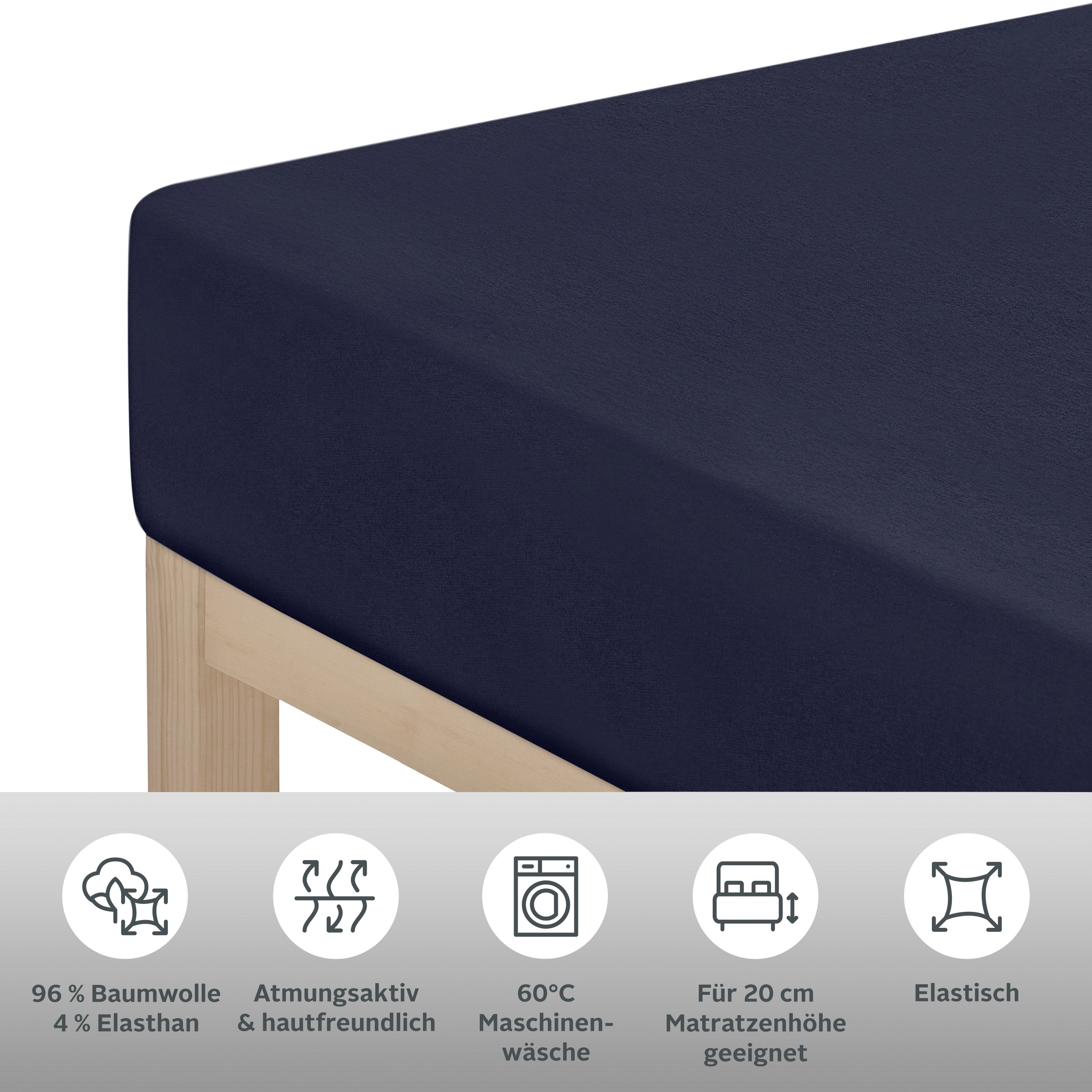 OTTO home Spannbettlaken »Cremona, in den Premium Qualitäten (Jersey: 145g/m², Biber: 155g/m²)« aus Baumwolle, Größe ab 90x200 cm