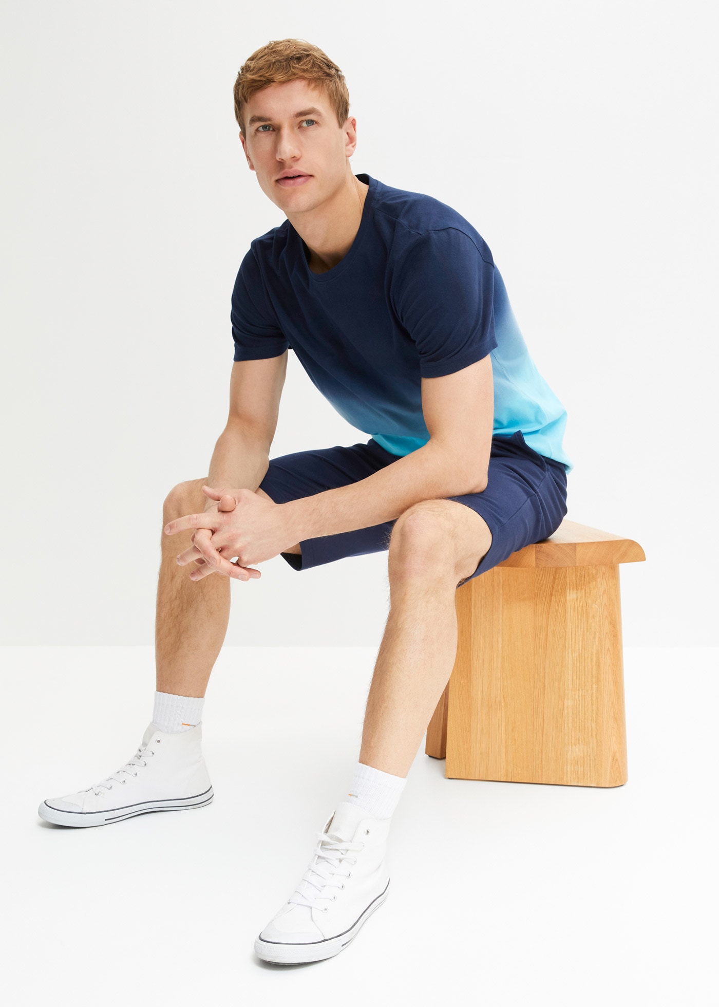 bonprix T-Shirt »T-Shirt und Sweat-Bermuda (2-tlg.Set) aus reiner Baumwolle« Set, 2, 2 Stk. T-Shirt und Sweat-Bermuda (2-tlg.Set)