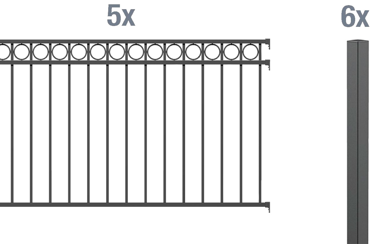 Alberts Metallzaun »Circle«, Höhe: 100 und 120 cm, Gesamtlänge: 10 m, zum Einbetonieren