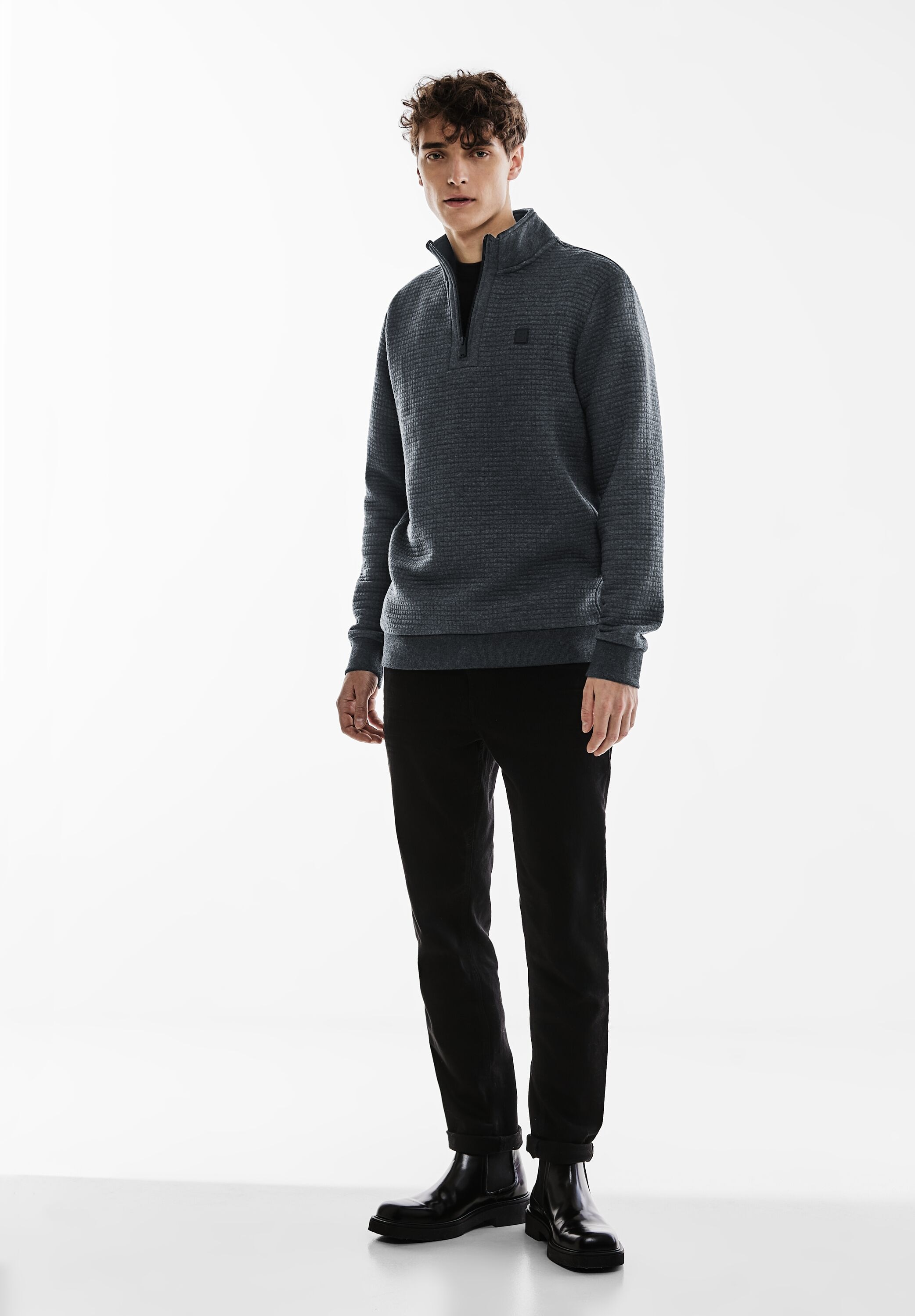 STREET ONE MEN Sweatshirt, mit Stehkragen