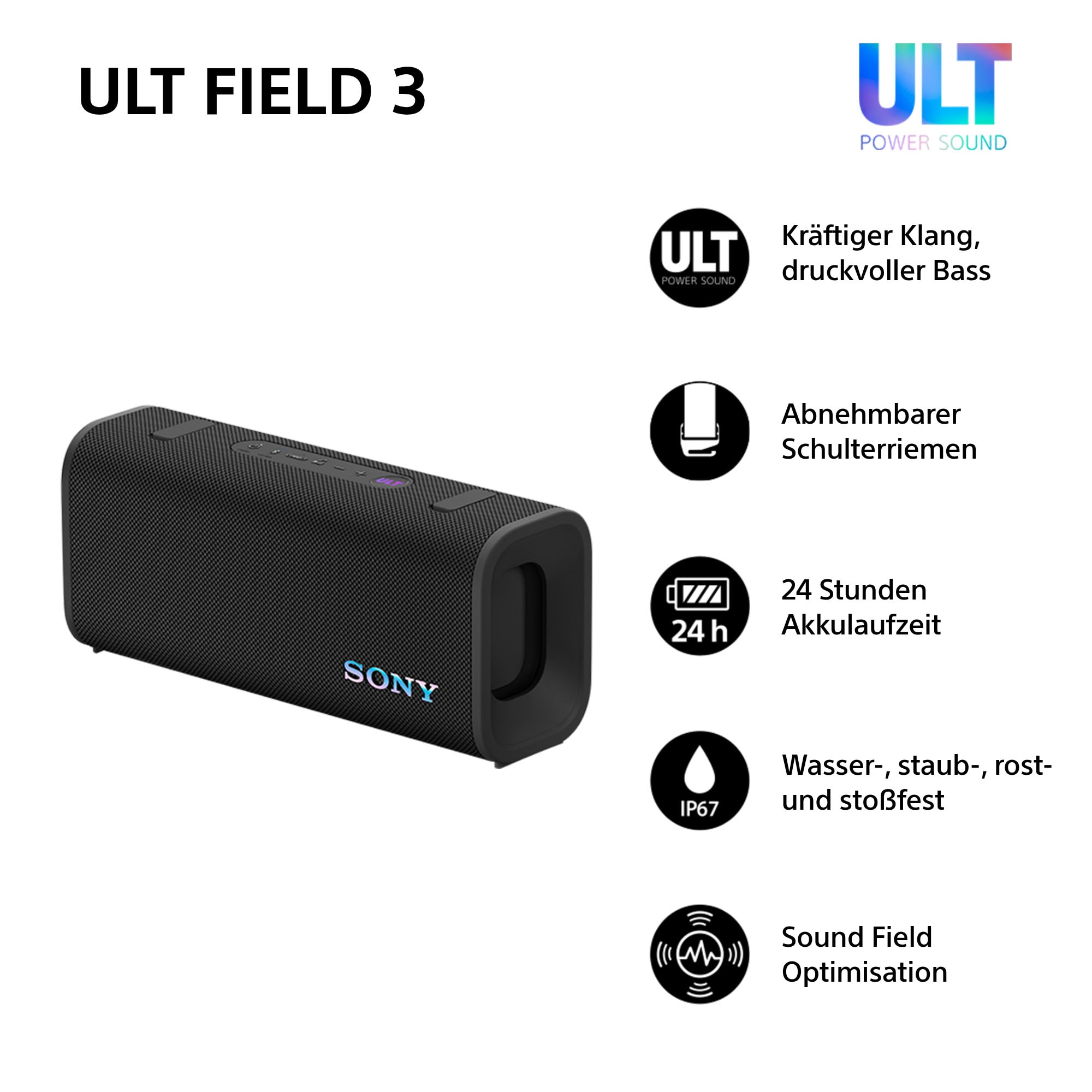 Sony Plattenspieler »PS-LX3BT + Field 3« Vollautomatik, Hi Res Wi, Riemenantrieb, Phono Vorv., Staubschutz
