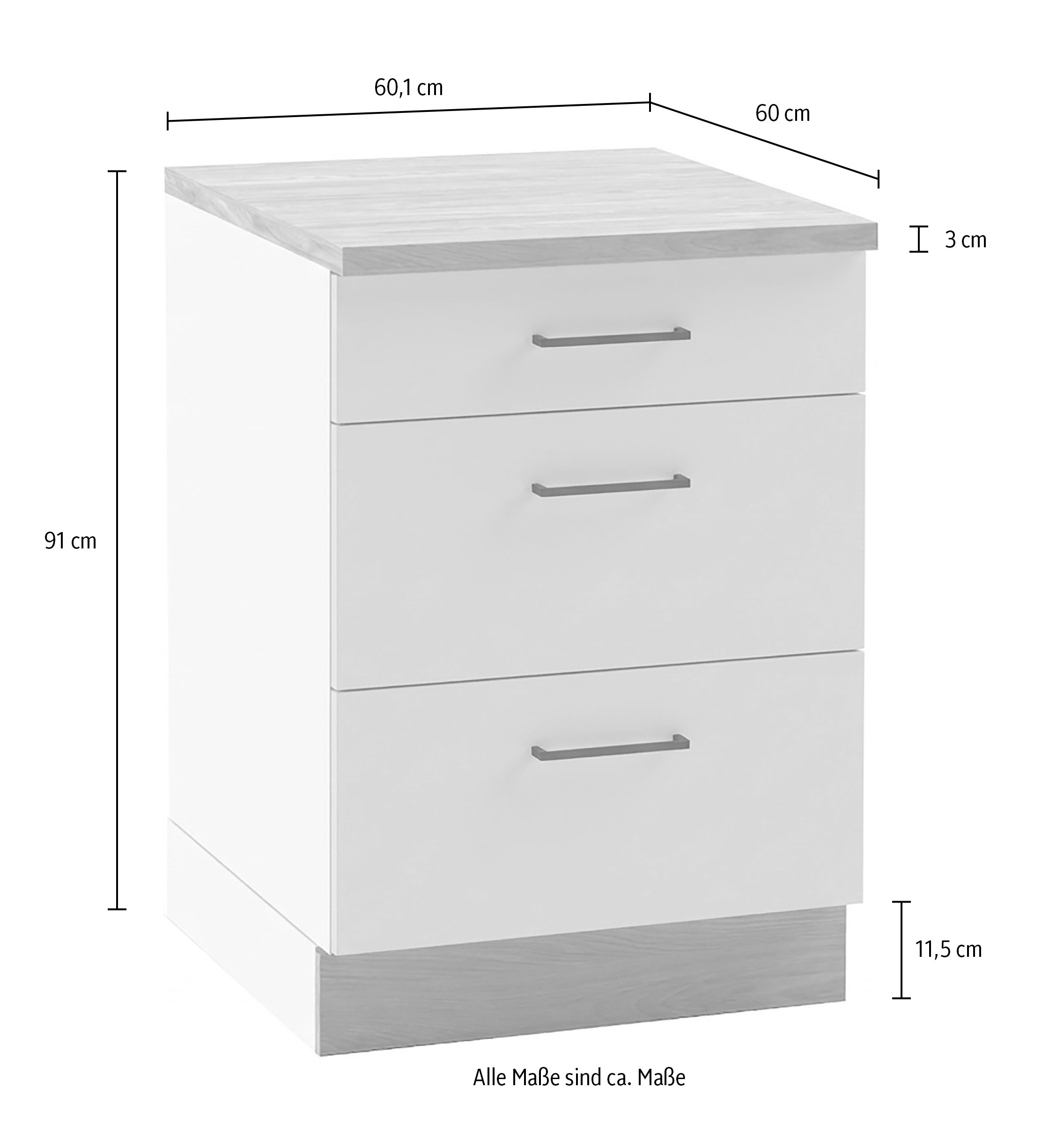 KOCHSTATION Unterschrank »KS-Kolari« 1 Stk. tlg. Maße (B/T/H): 60,1 x 60 x 88 cm