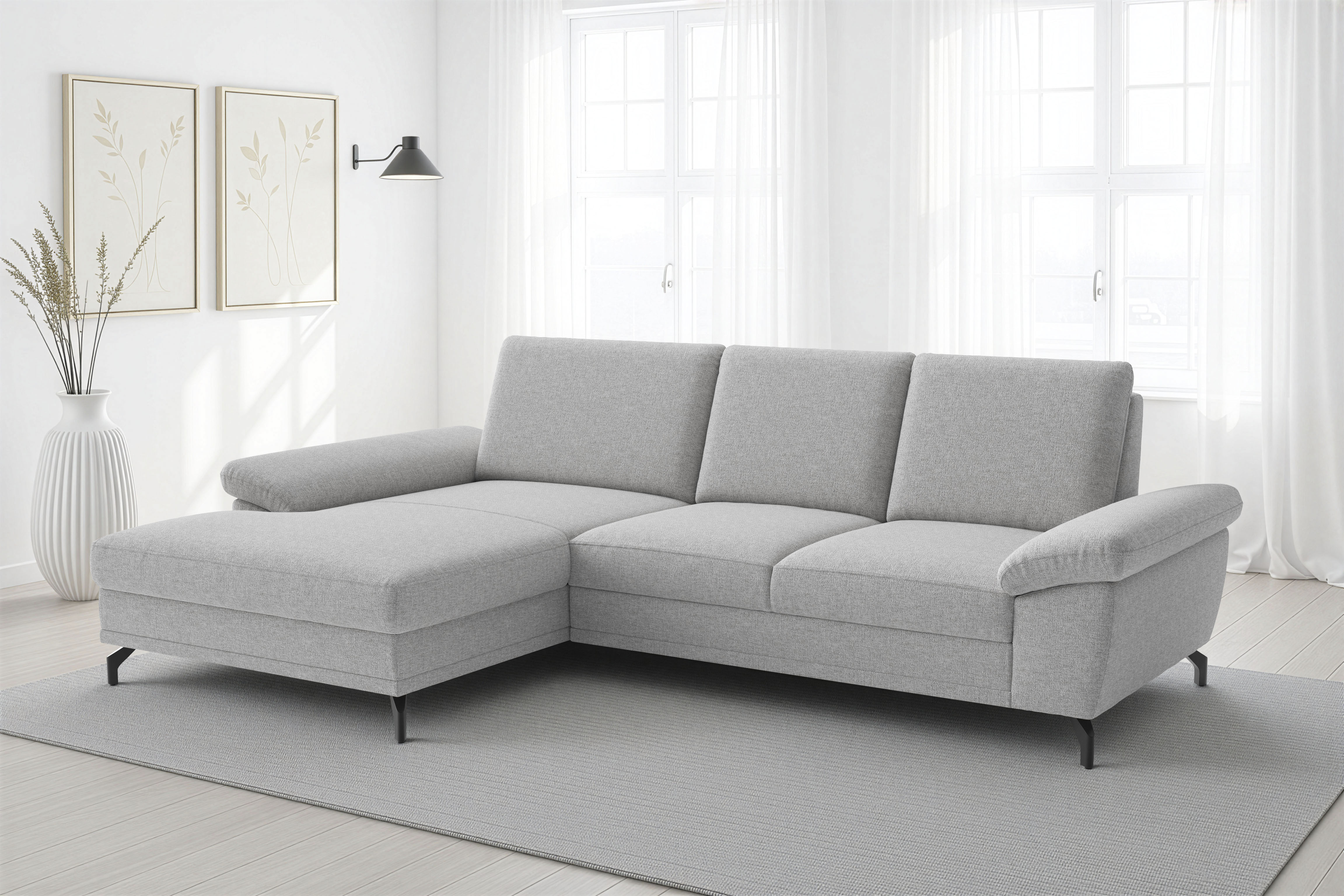 sit&more Ecksofa "Chelsea L-Form, B: 264 cm, Armteil- & Sitztiefenverstellung" Couch optional mit Schlaffunktion und Bettkasten, Sitzhöhe 45 cm